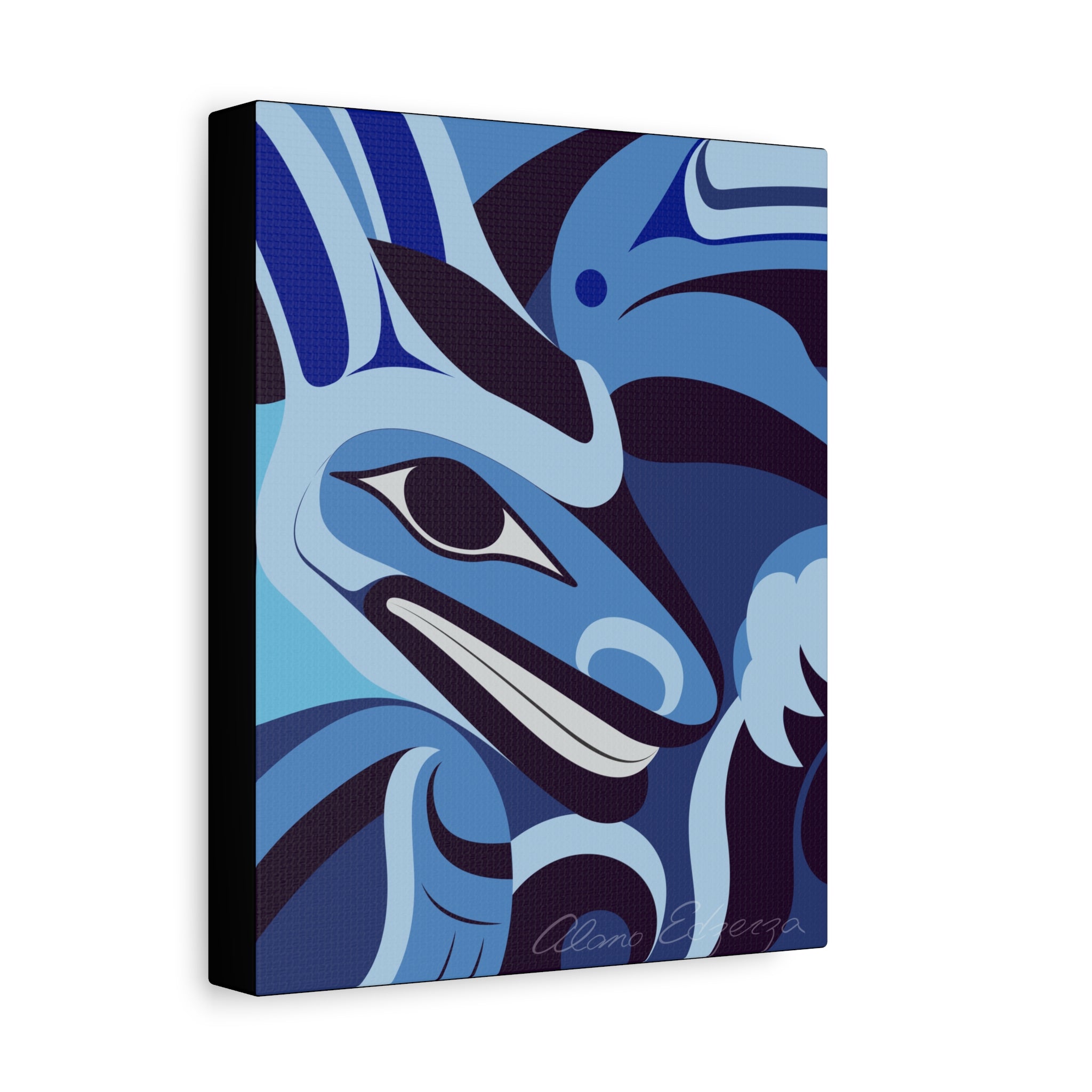 Modern Abstract Canvas Art - Turquoise Whale Design for Ocean Lovers