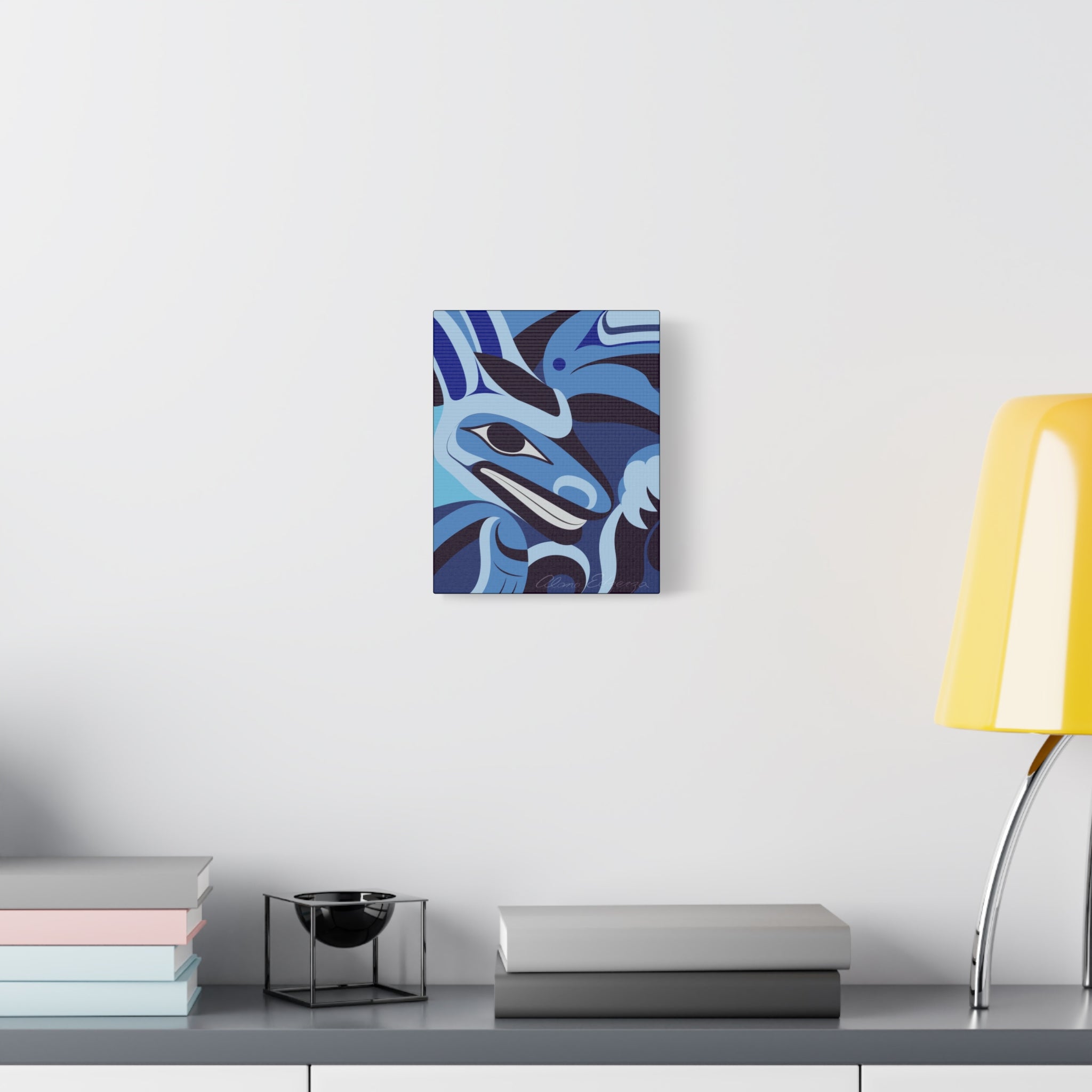 Modern Abstract Canvas Art - Turquoise Whale Design for Ocean Lovers