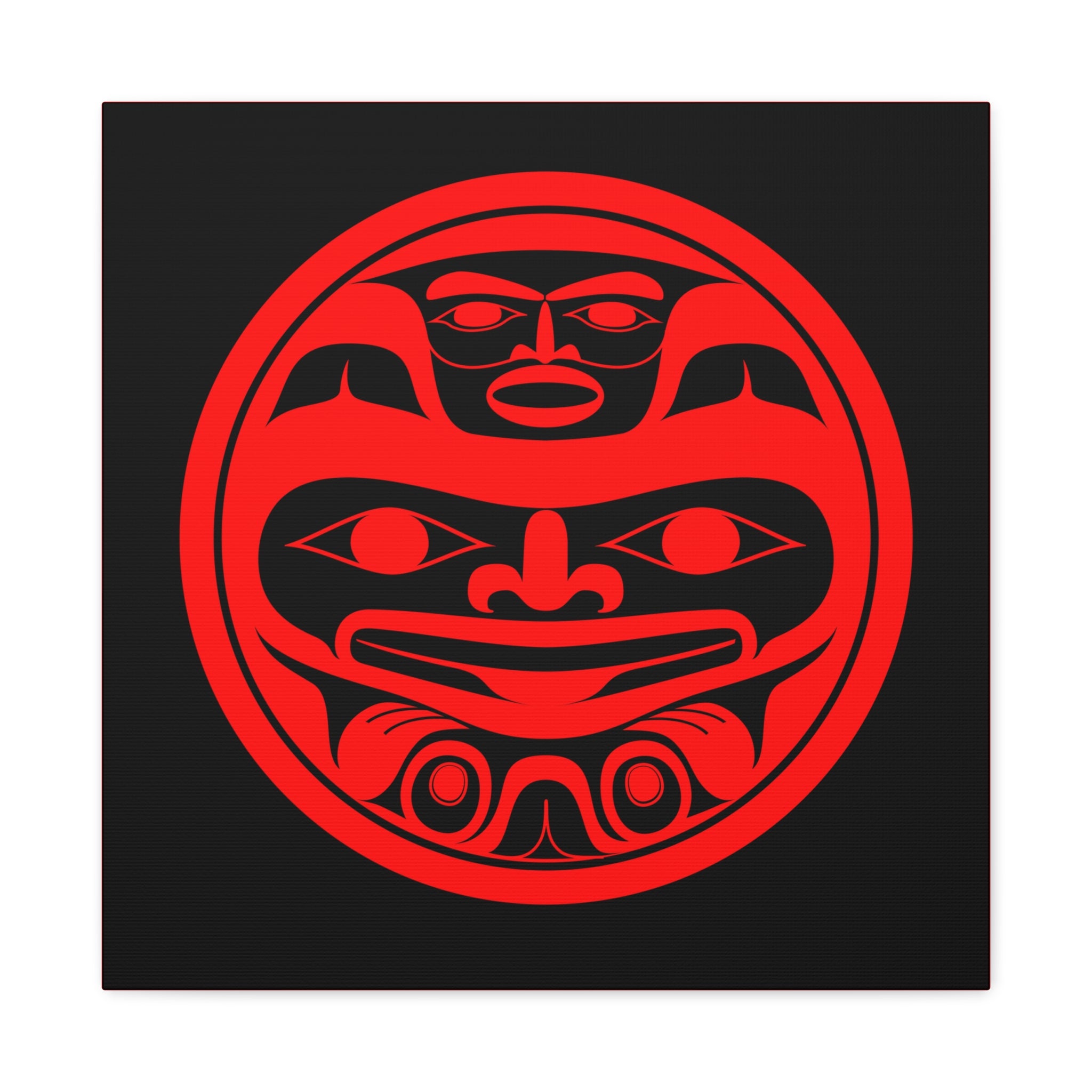 Red on Black Round Bear Canvas Gallery Wraps
