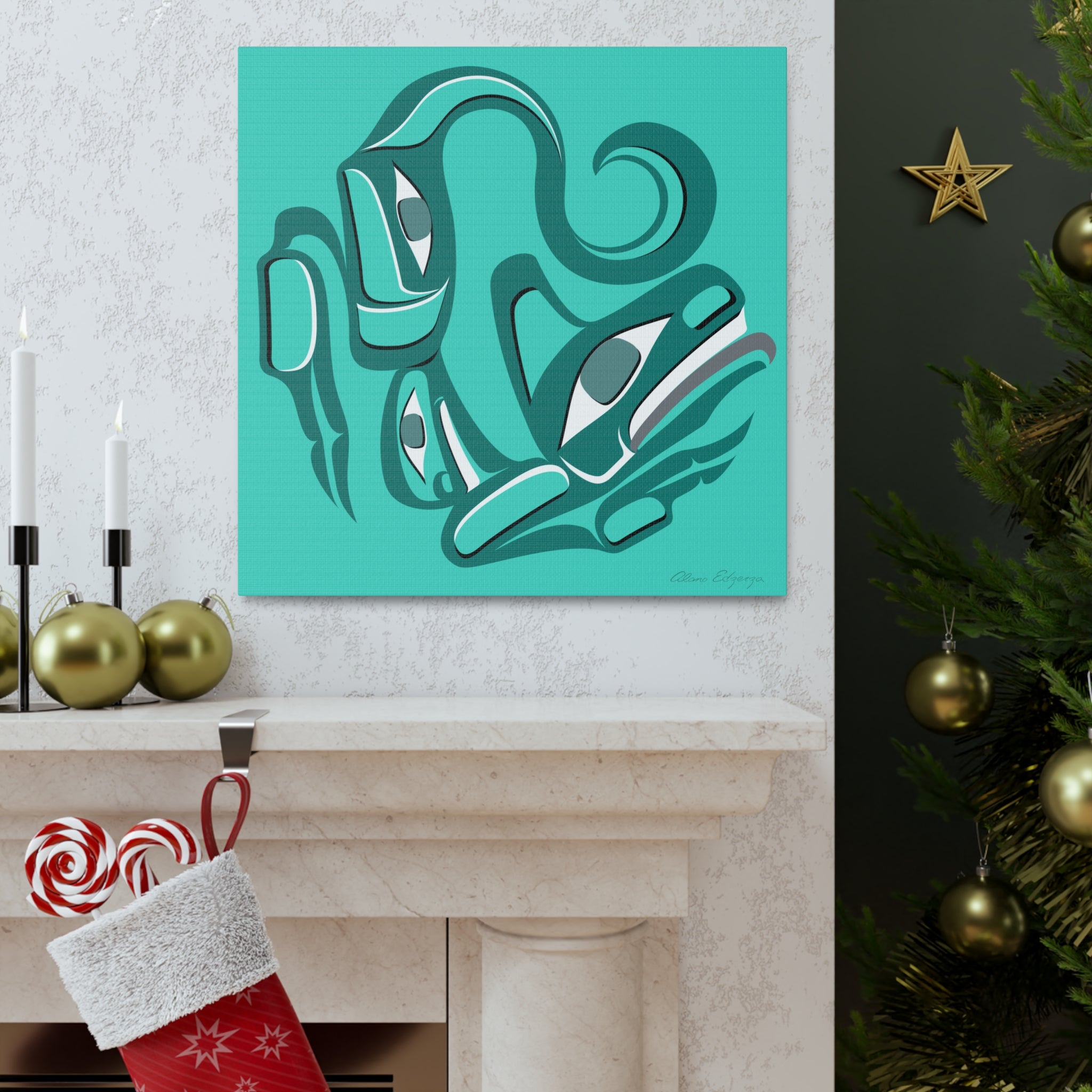Turquoise Wolf Canvas Gallery Wrap