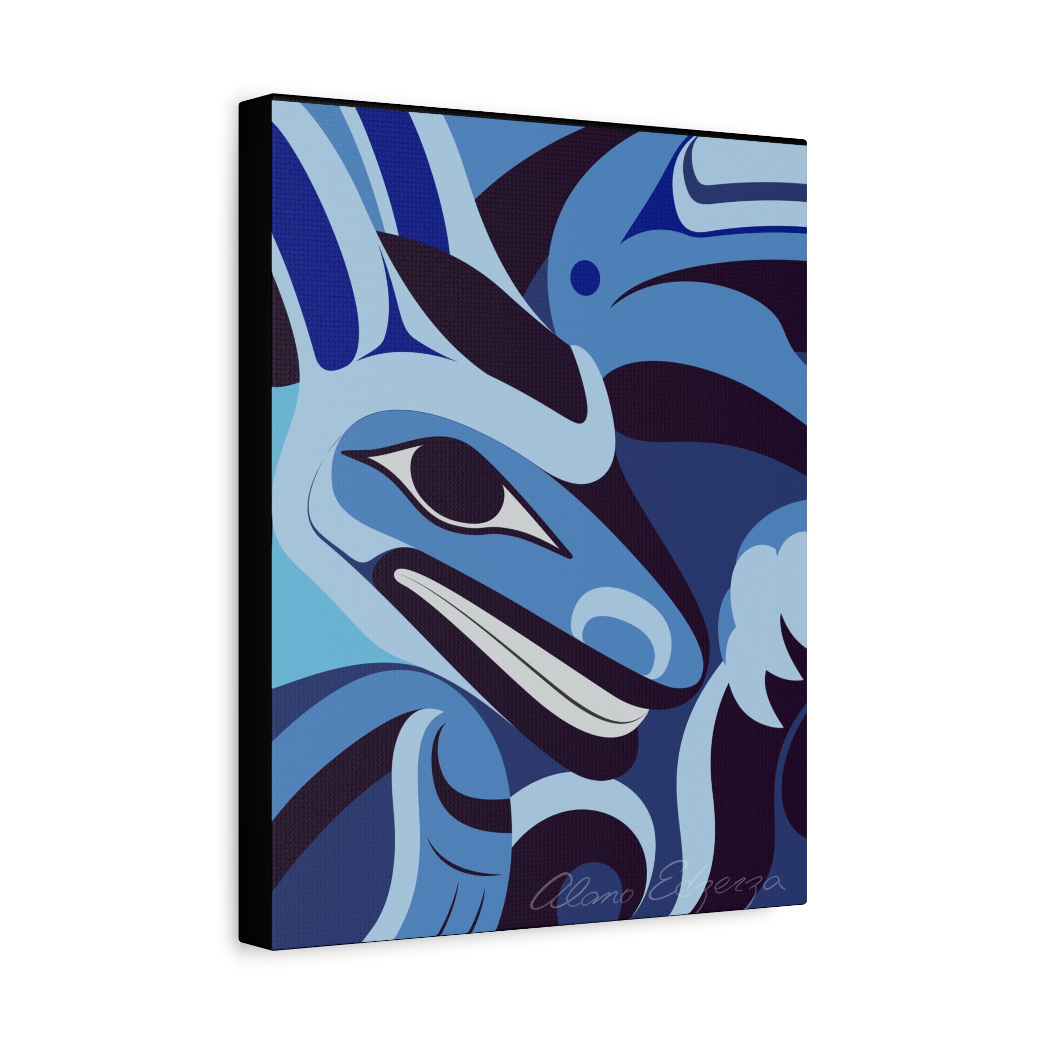 Modern Abstract Canvas Art - Turquoise Whale Design for Ocean Lovers