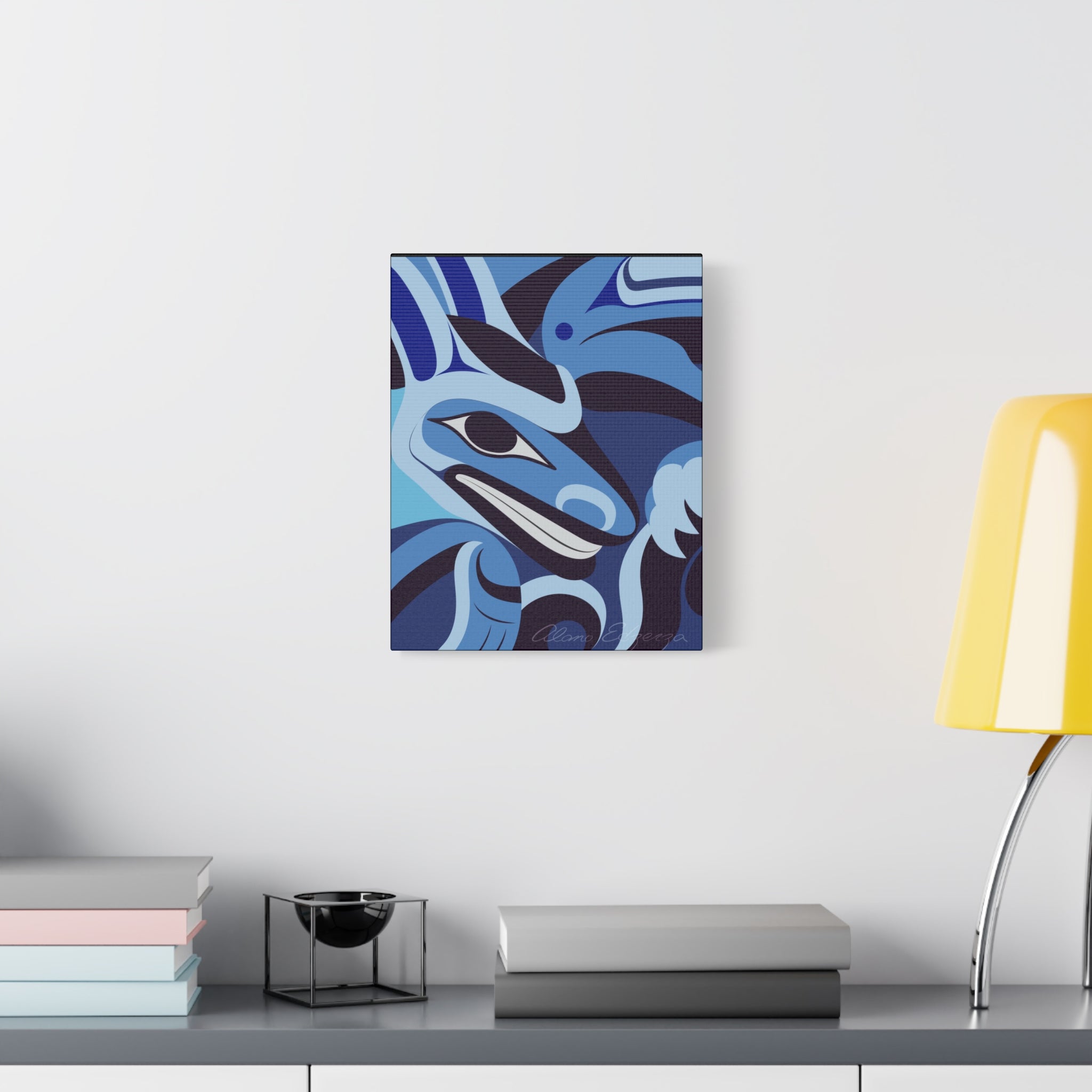 Modern Abstract Canvas Art - Turquoise Whale Design for Ocean Lovers