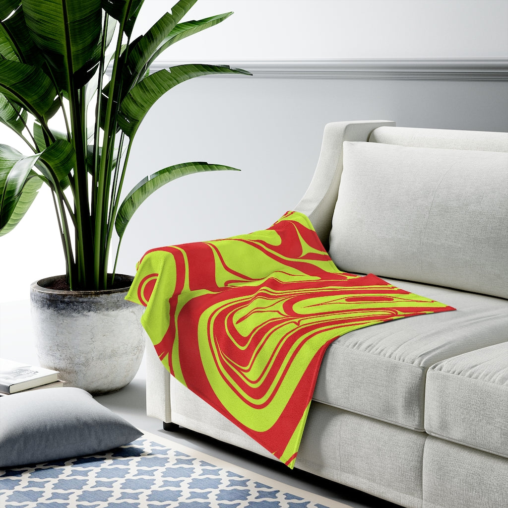 green n red passerine on Velveteen Plush Blanket