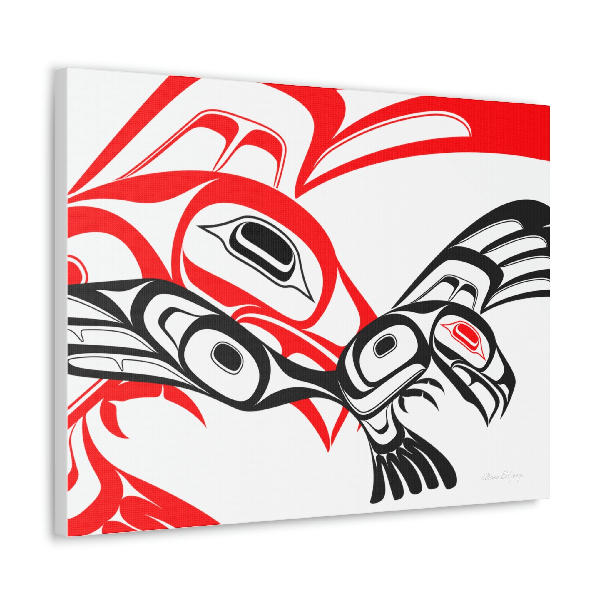 Red and Black Eagle Striking on Canvas 2023