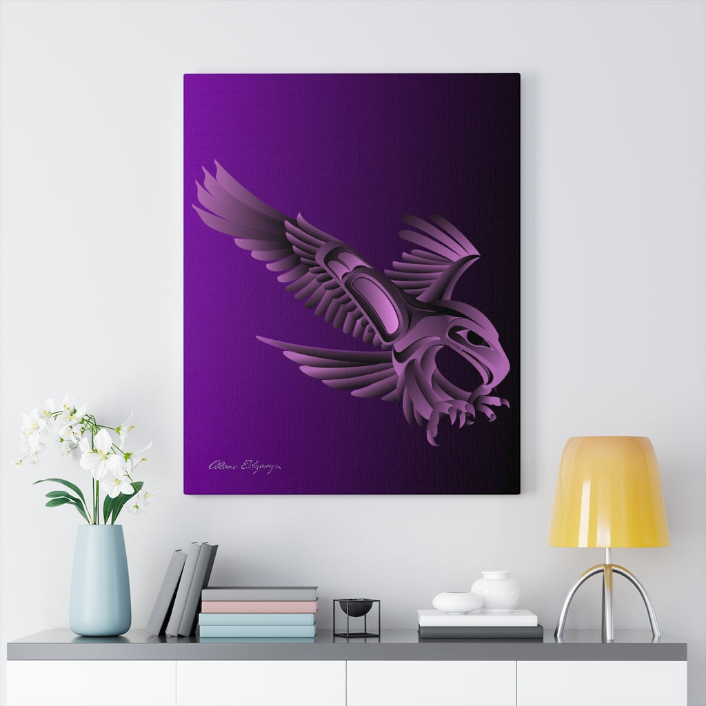 Eagle Hunting on Purple Canvas Gallery Wraps