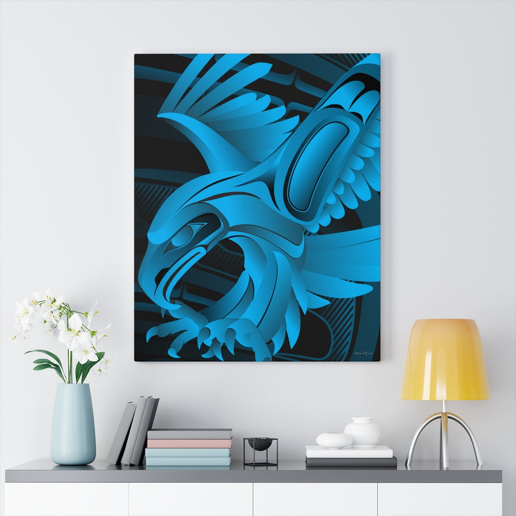 Blue Eagle Landing on Canvas