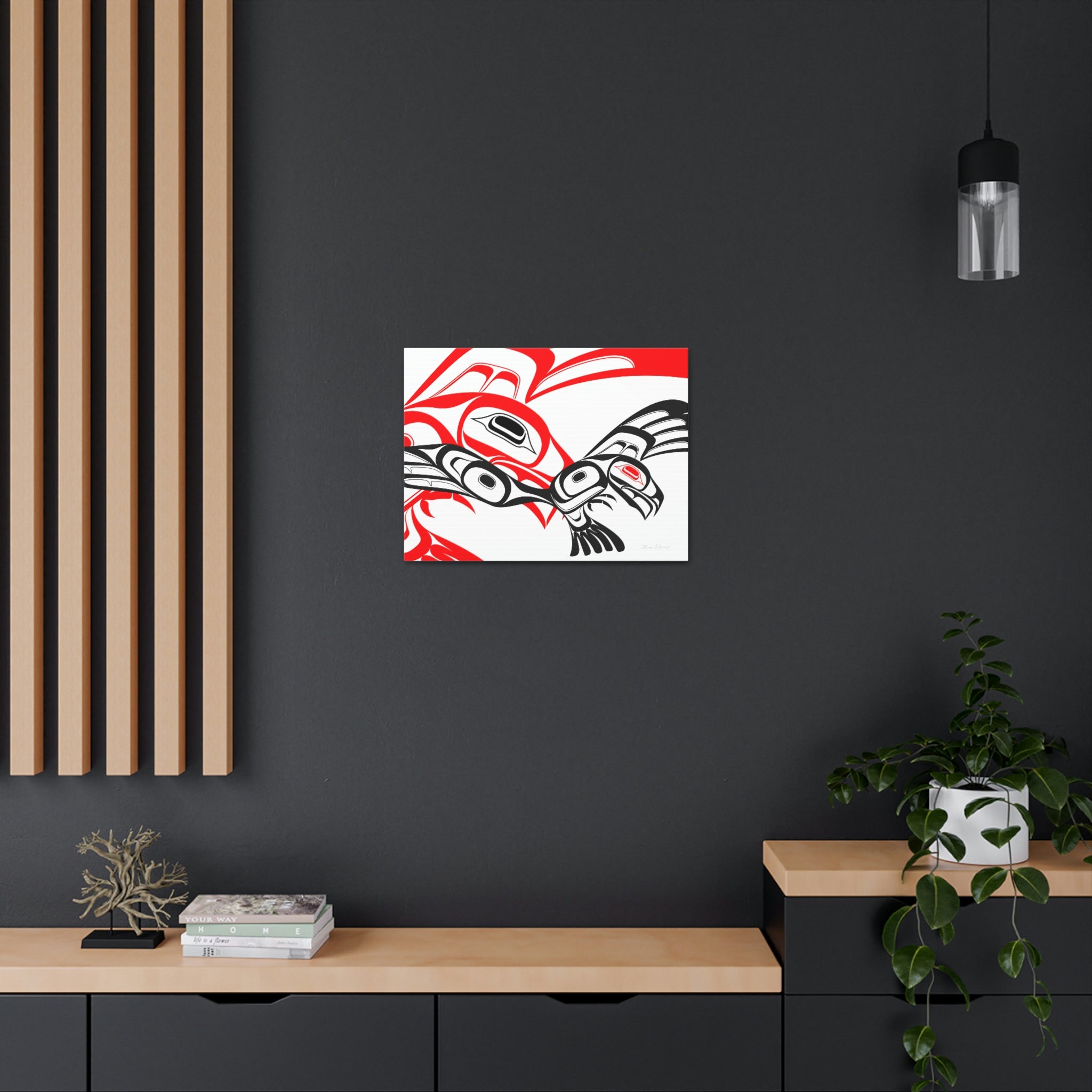 Red and Black Eagle Striking on Canvas 2023