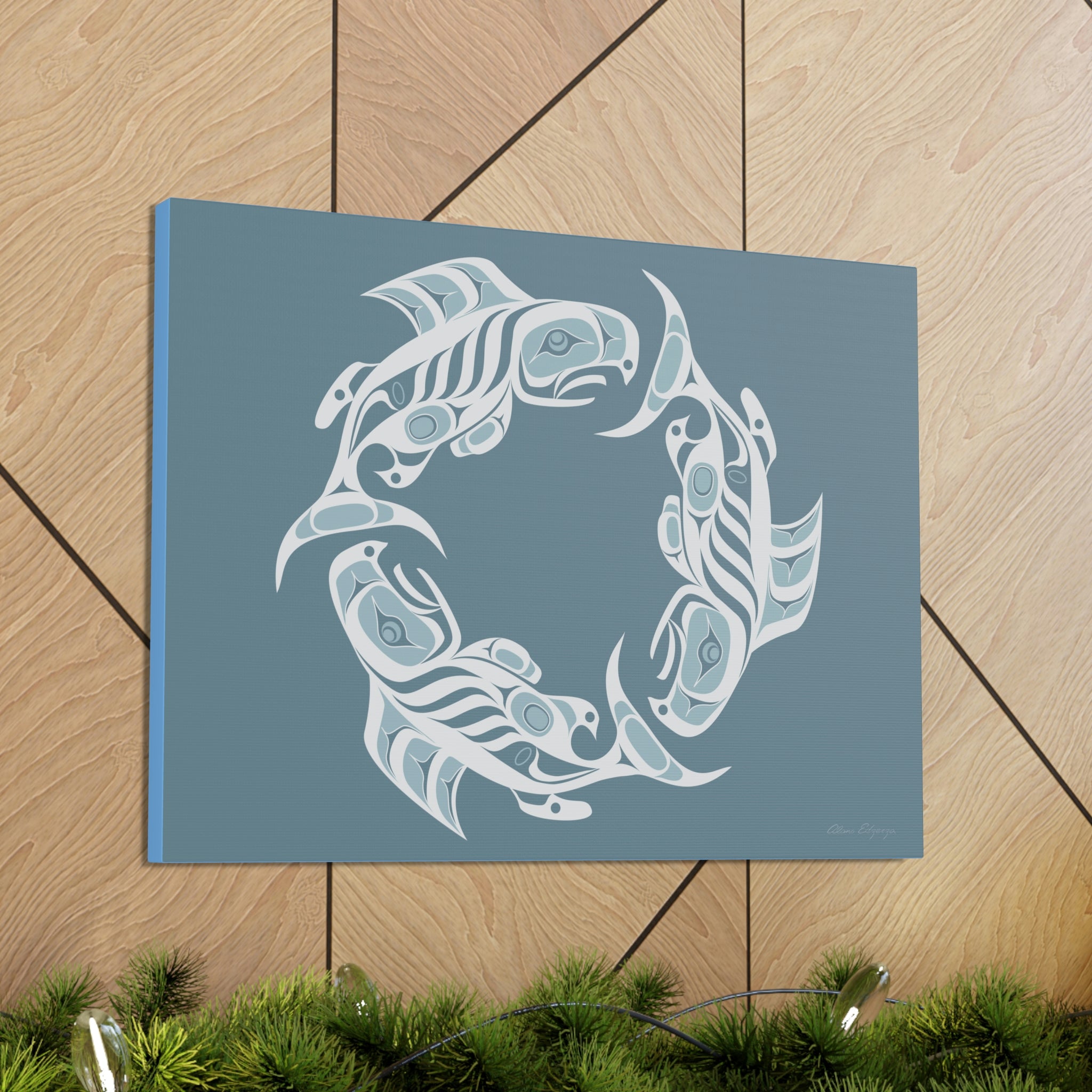 Winter Salmon Cycles on Canvas 2023