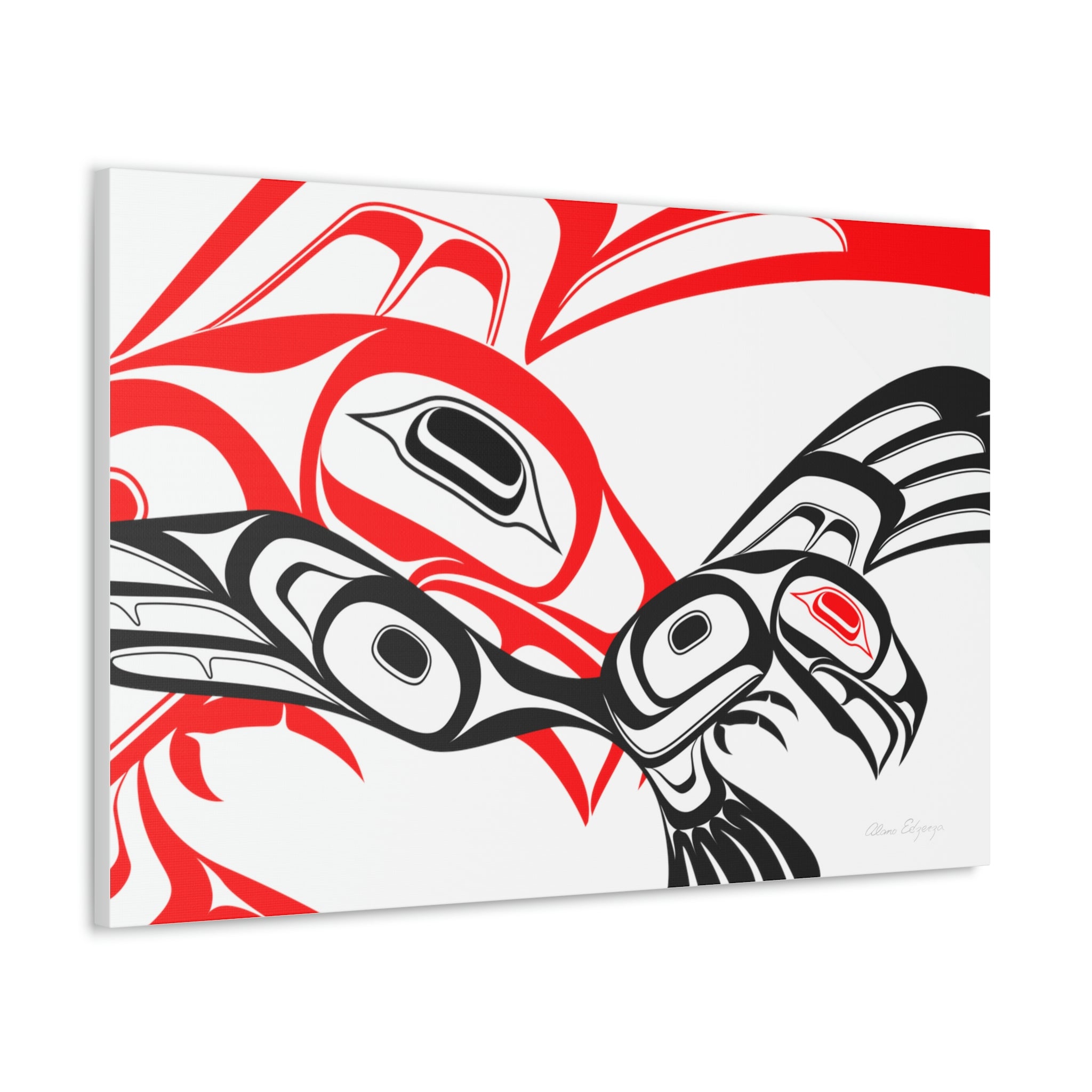 Red and Black Eagle Striking on Canvas 2023