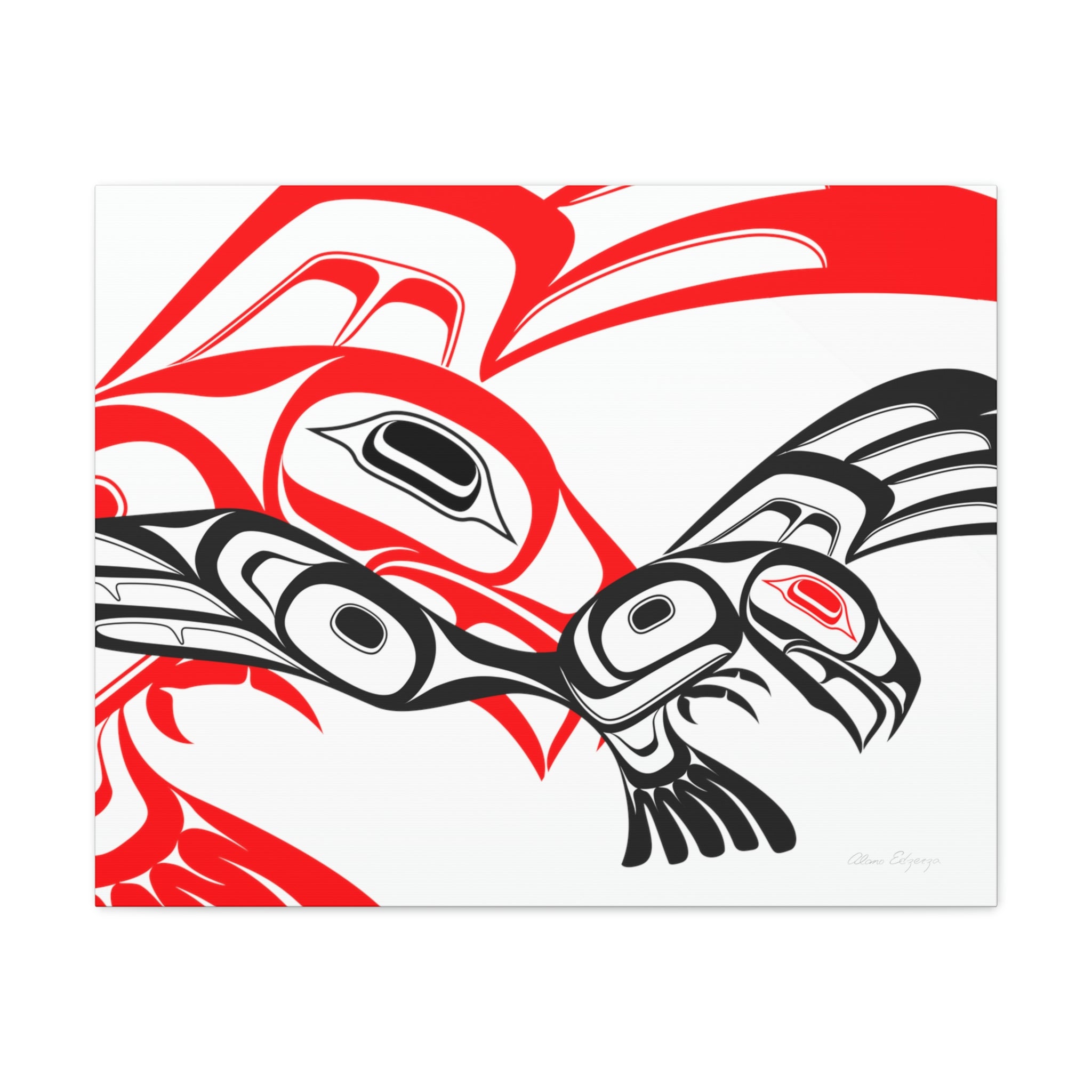 Red and Black Eagle Striking on Canvas 2023