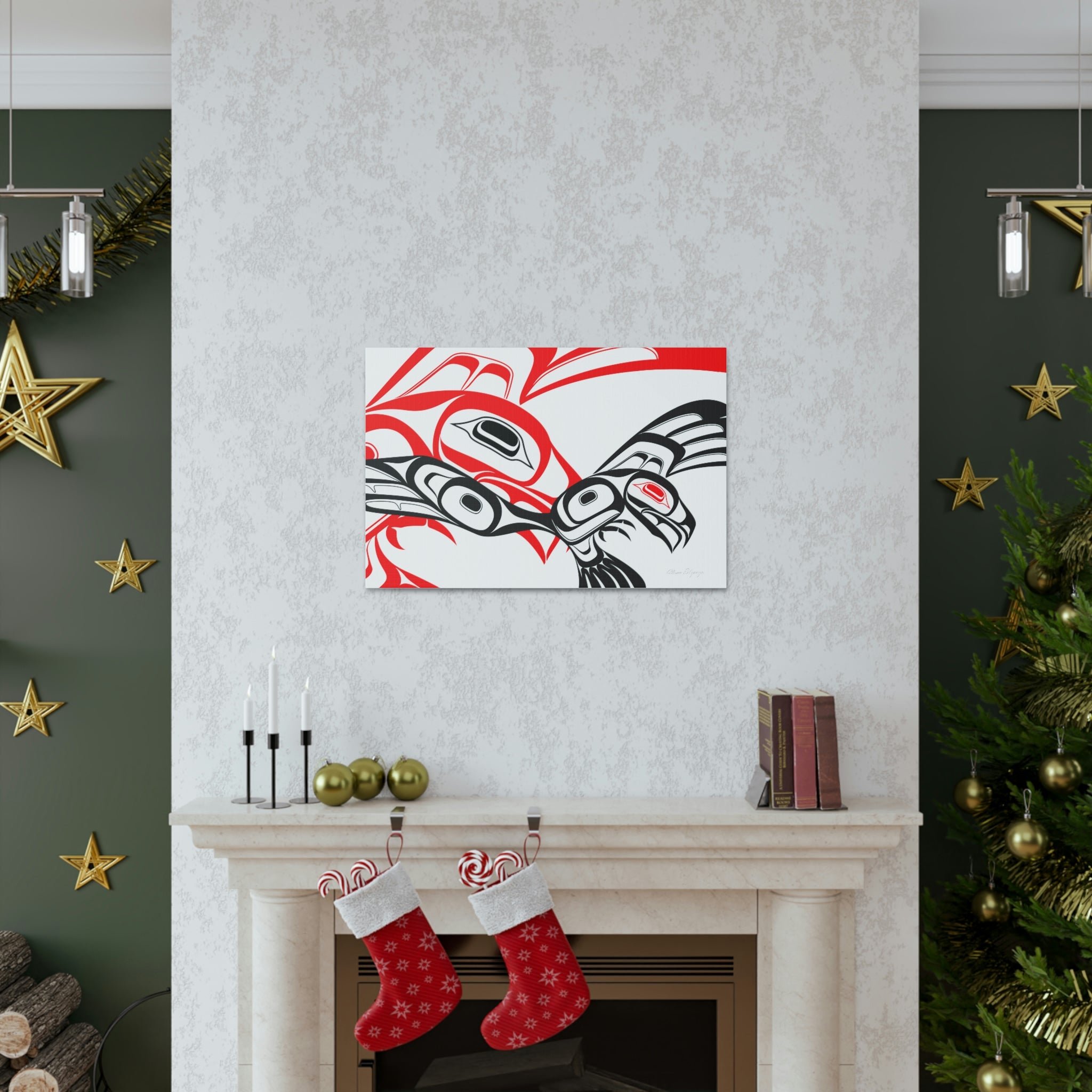 Red and Black Eagle Striking on Canvas 2023
