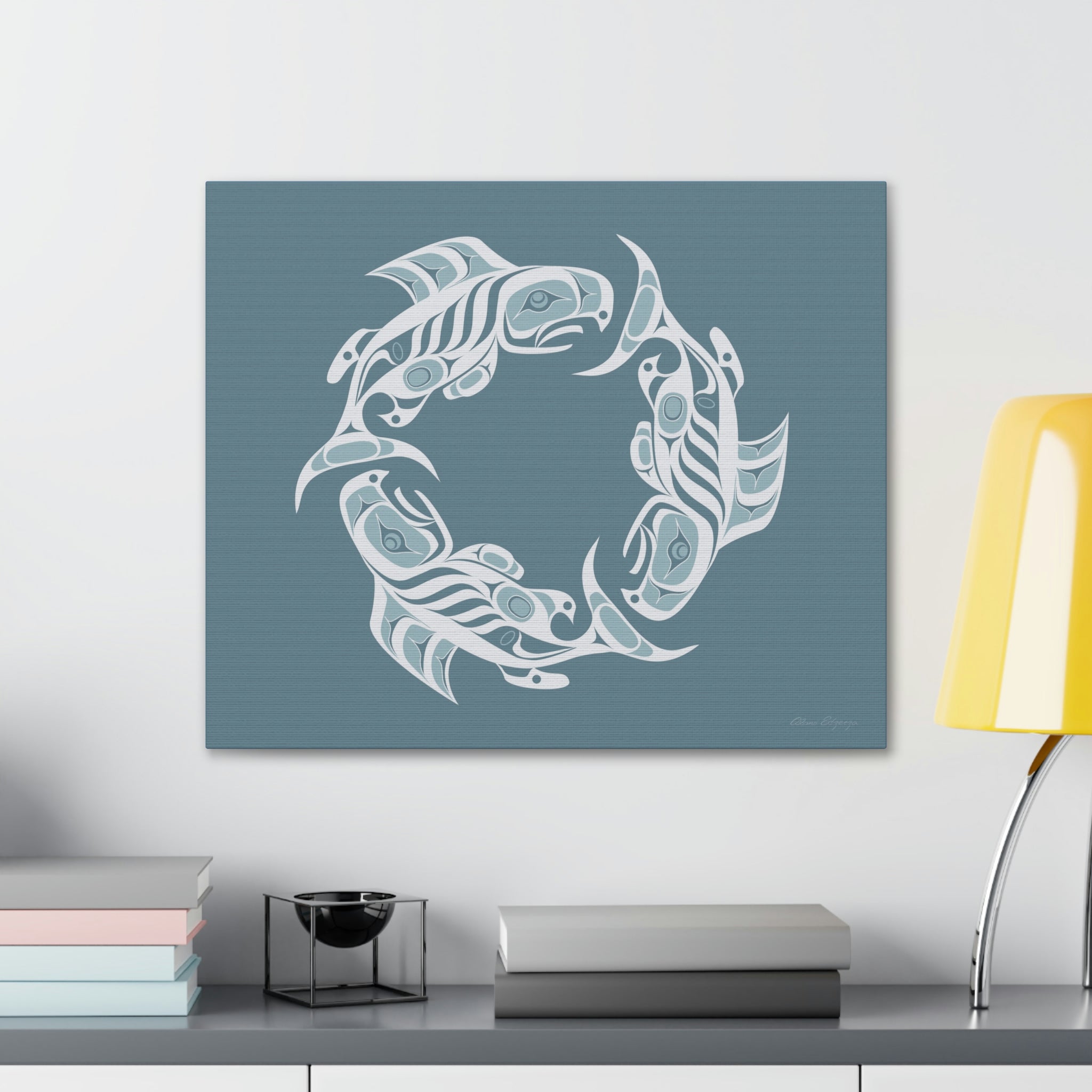 Winter Salmon Cycles on Canvas 2023