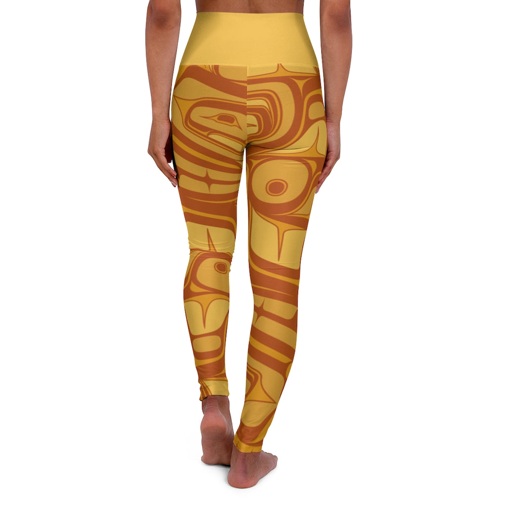 orange formline High Waisted Yoga Leggings