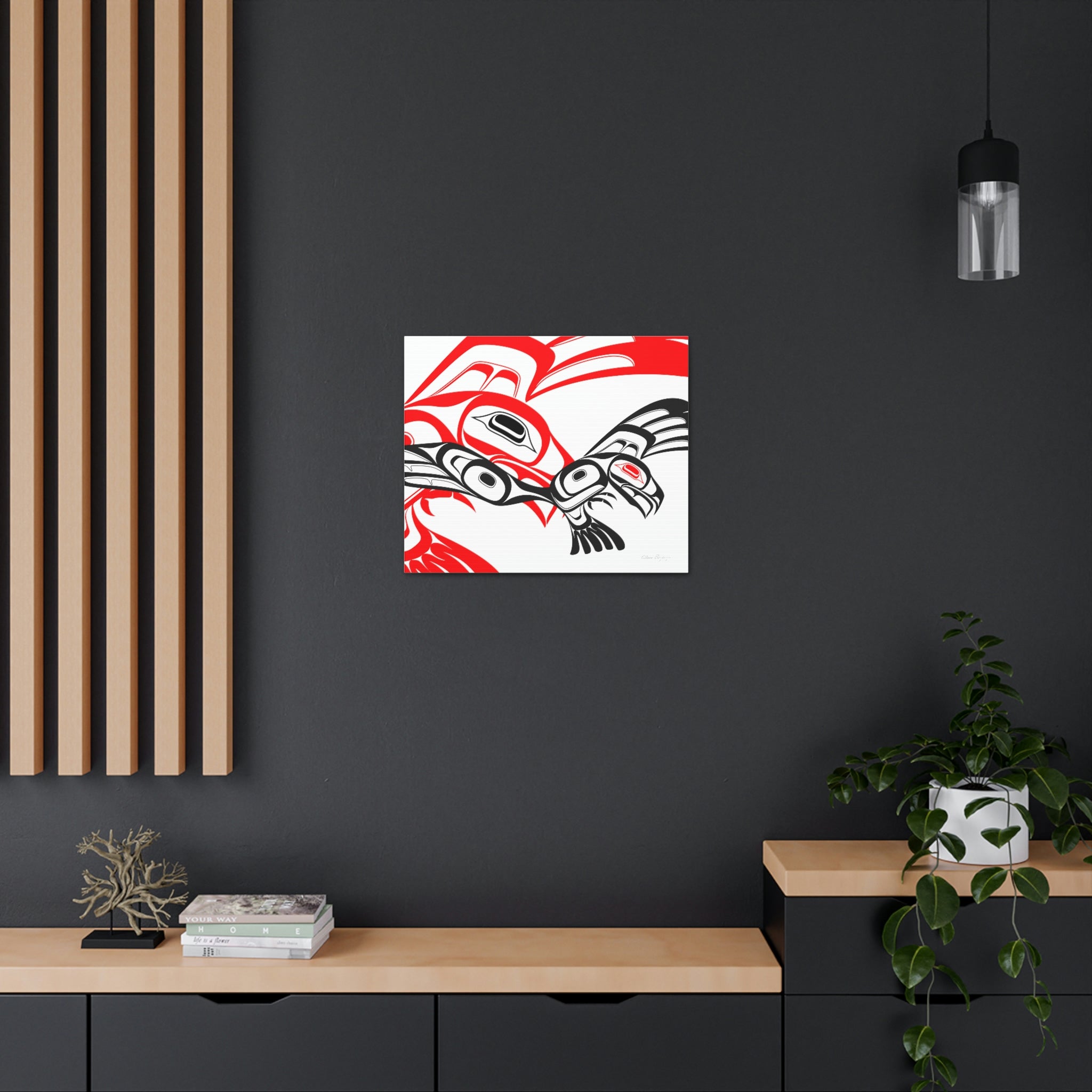 Red and Black Eagle Striking on Canvas 2023