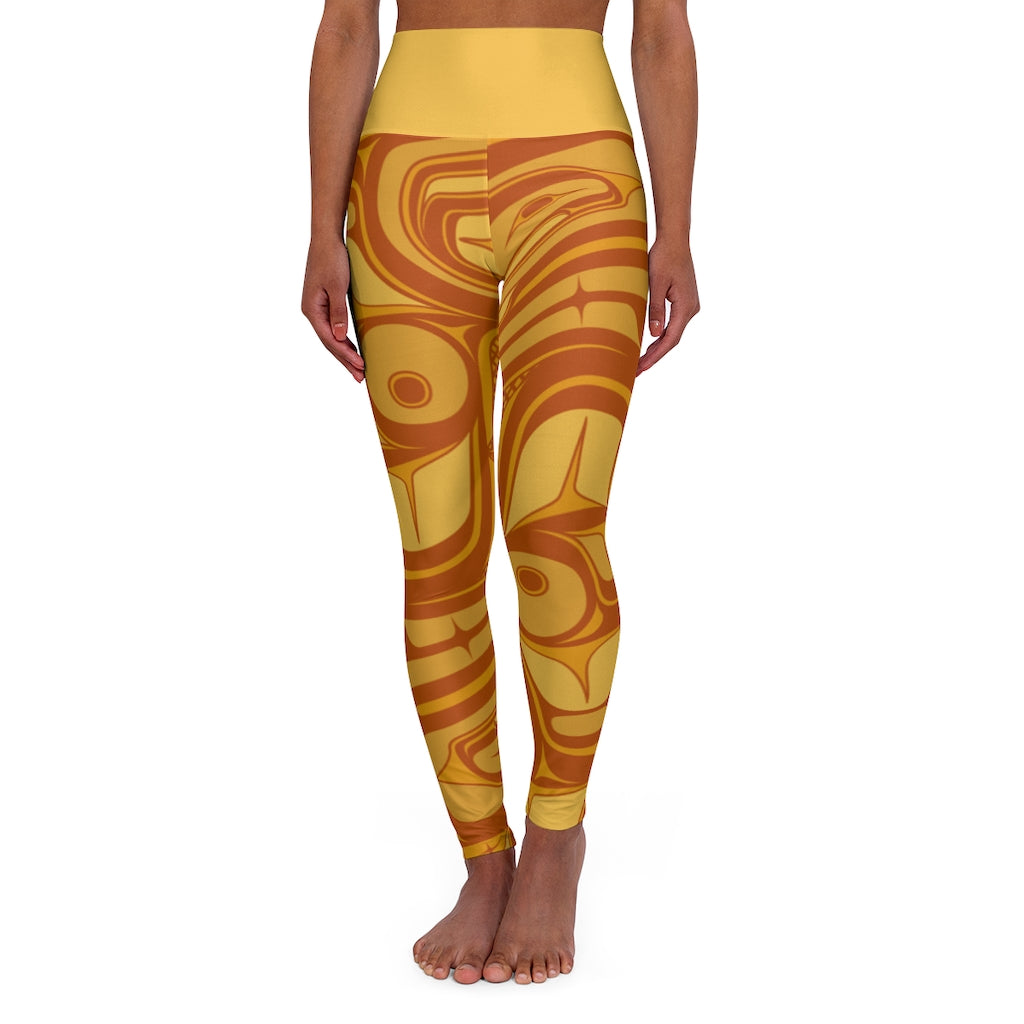 orange formline High Waisted Yoga Leggings