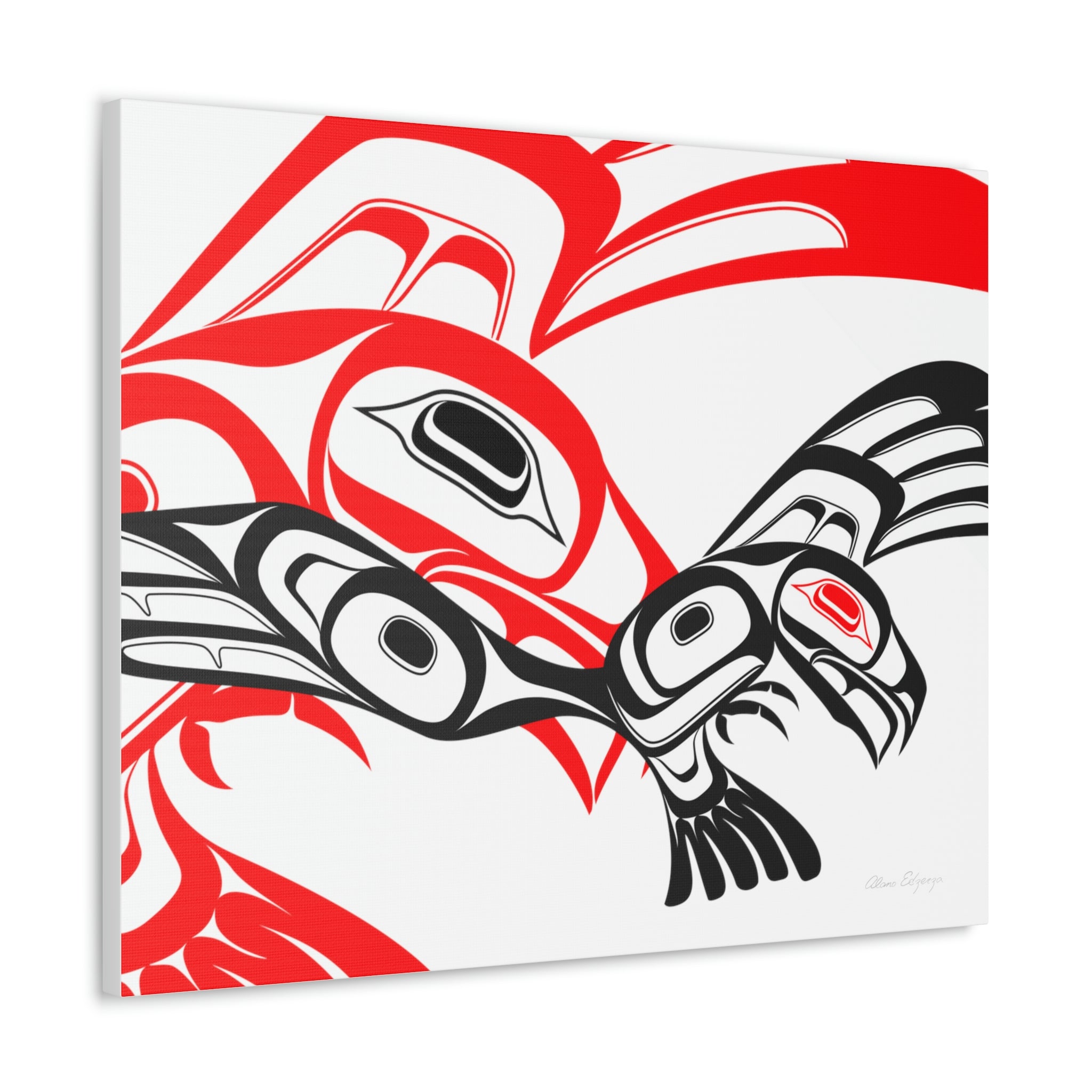 Red and Black Eagle Striking on Canvas 2023