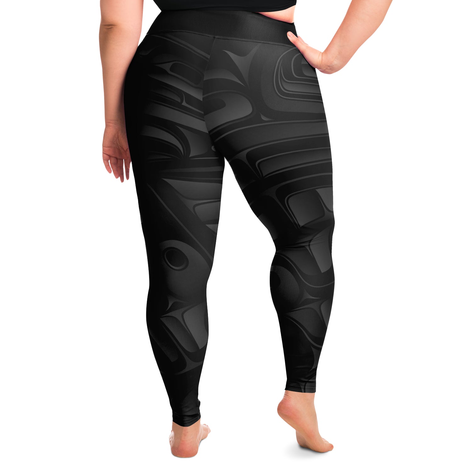 Black Chilkat Design Plus Size Leggings