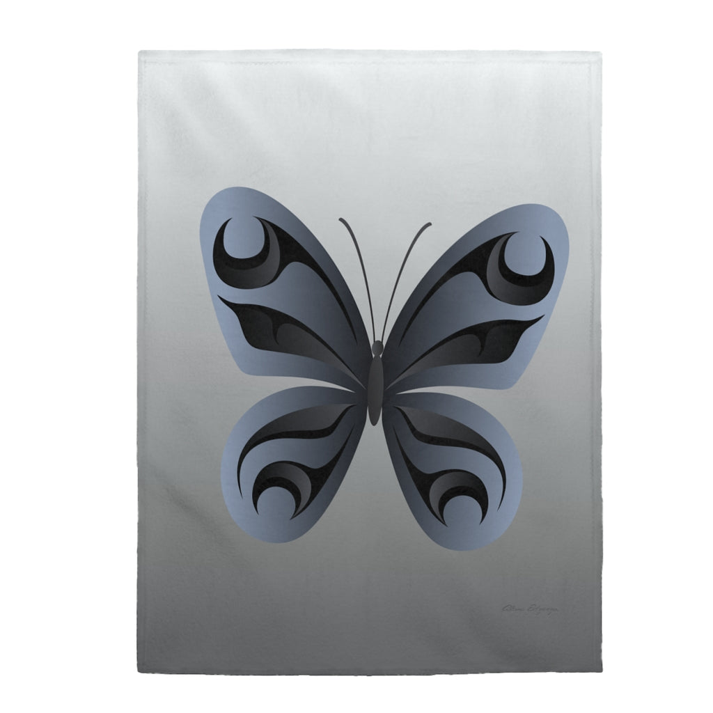 Grey butterfly Velveteen Plush Blanket