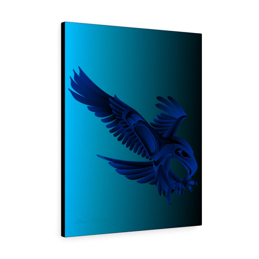 Eagle Hunting on Blue Canvas Gallery Wraps