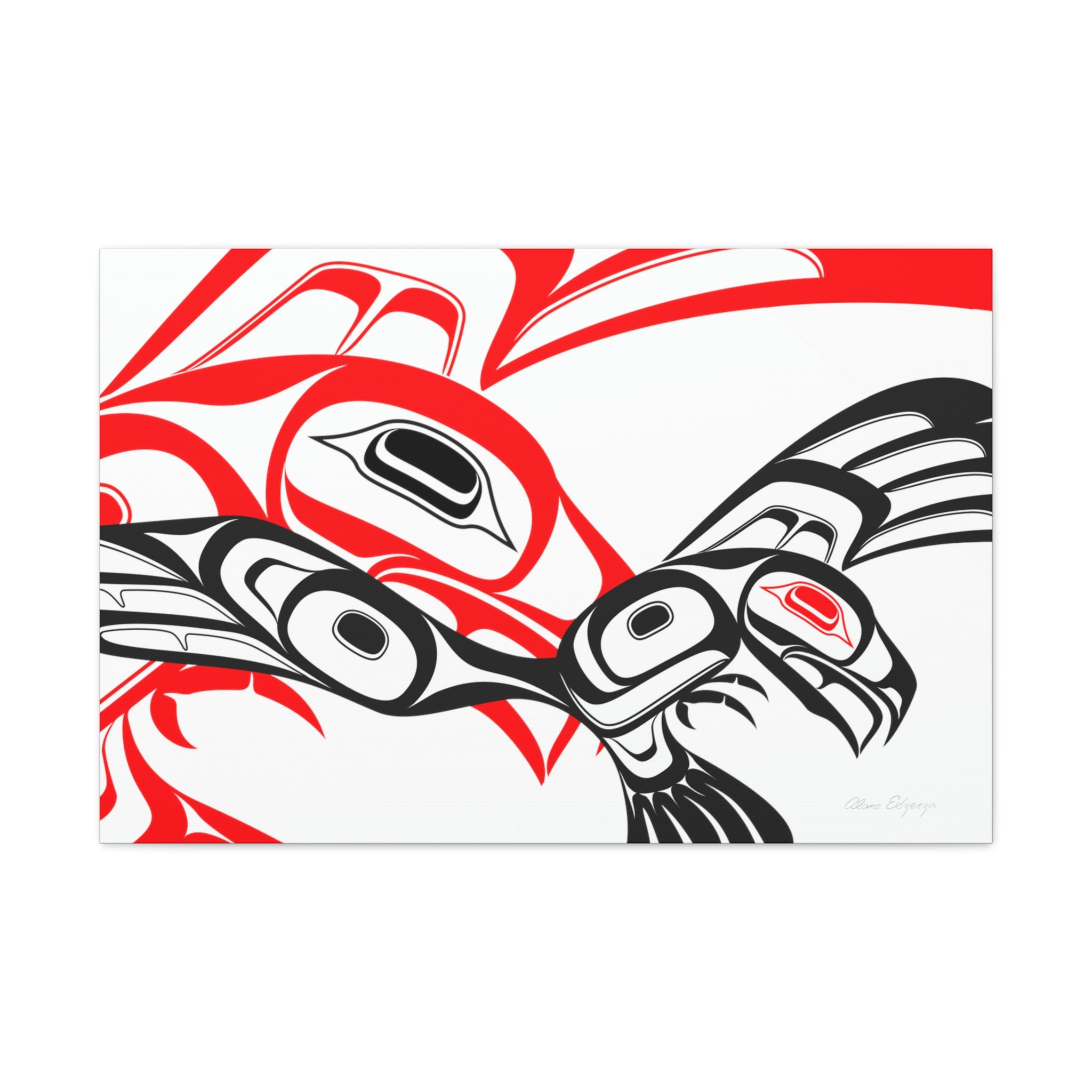 Red and Black Eagle Striking on Canvas 2023