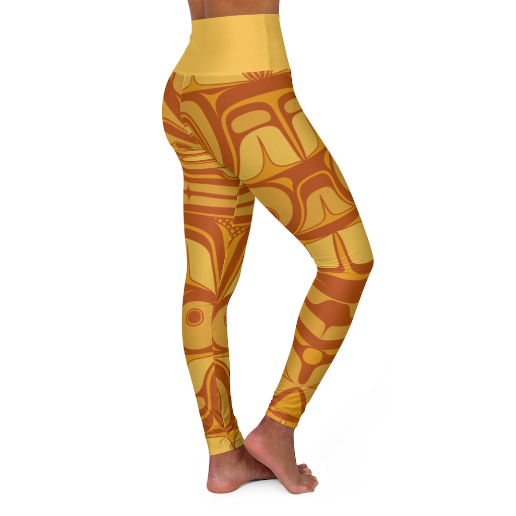 orange formline High Waisted Yoga Leggings