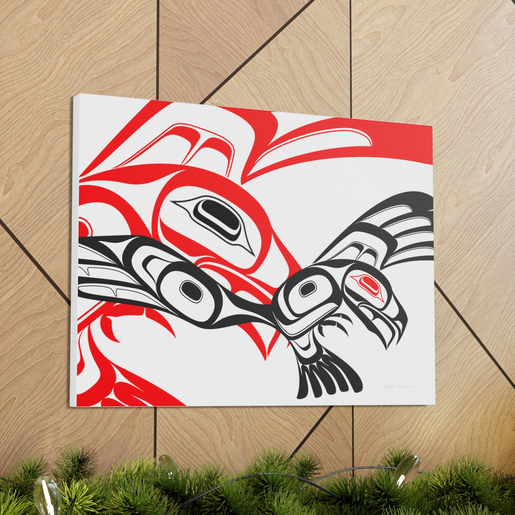 Red and Black Eagle Striking on Canvas 2023