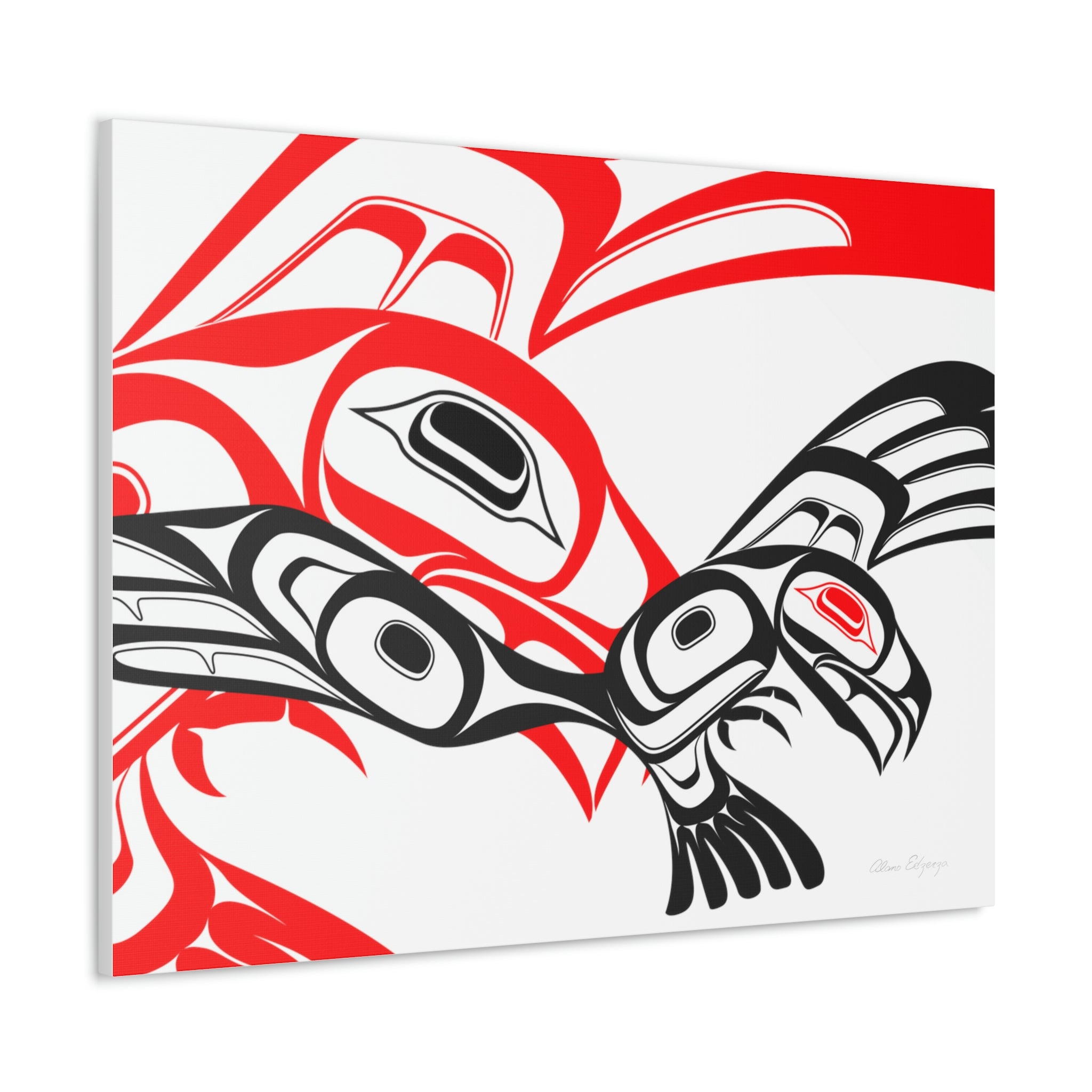 Red and Black Eagle Striking on Canvas 2023
