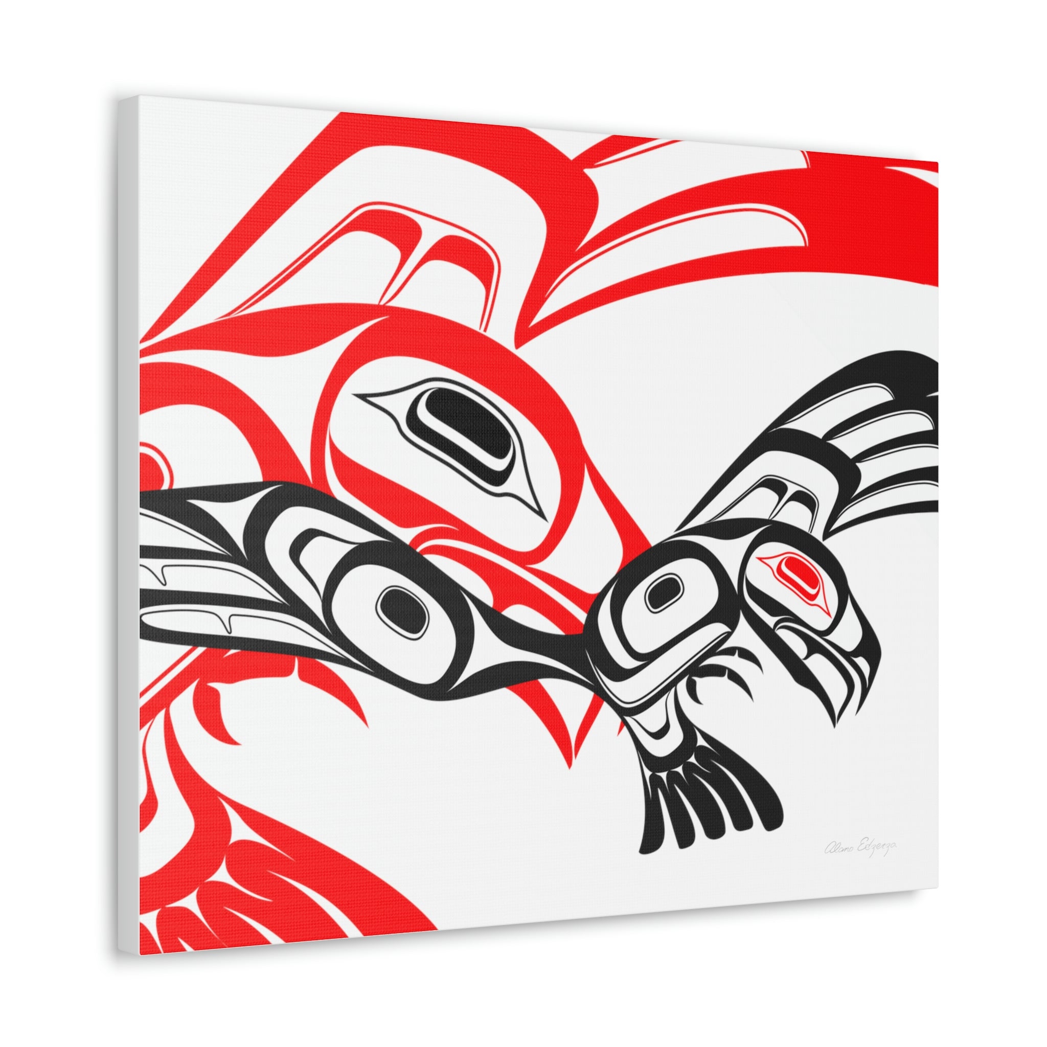 Red and Black Eagle Striking on Canvas 2023