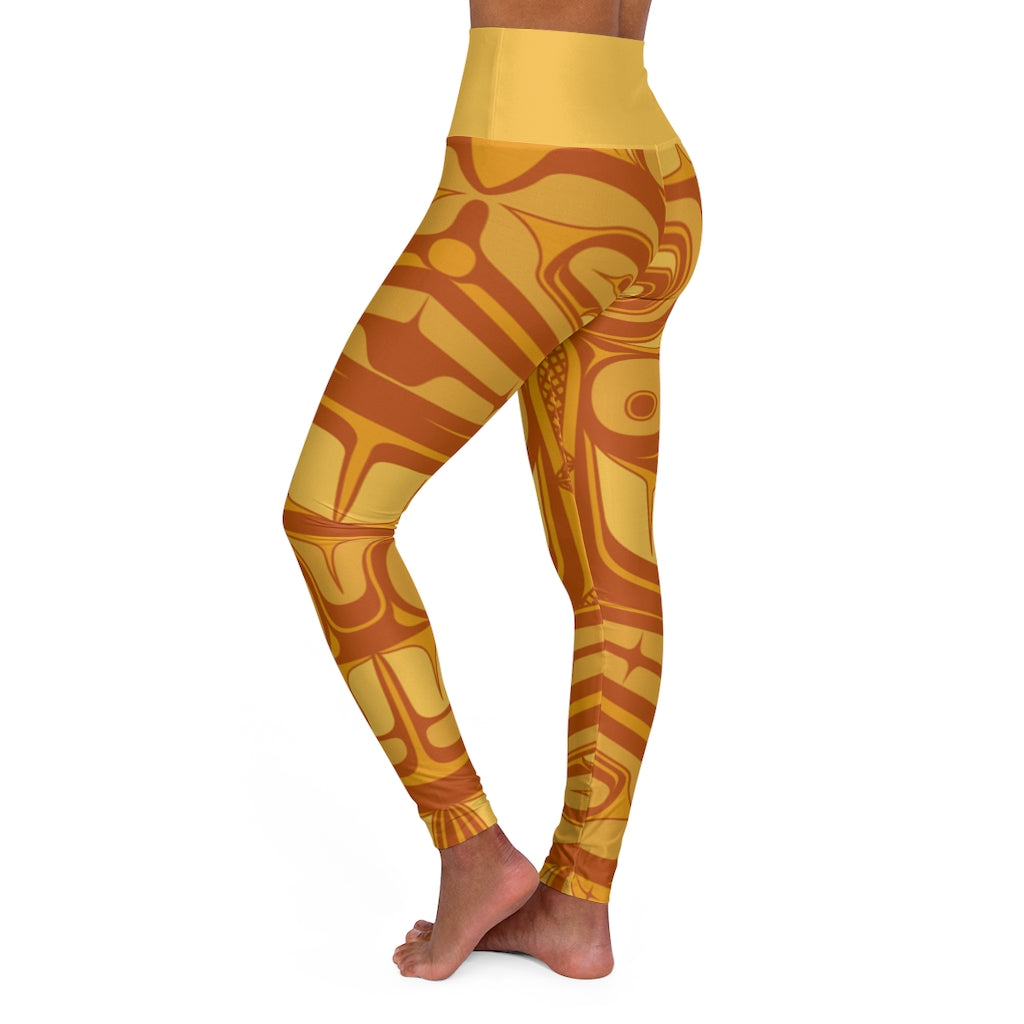 orange formline High Waisted Yoga Leggings