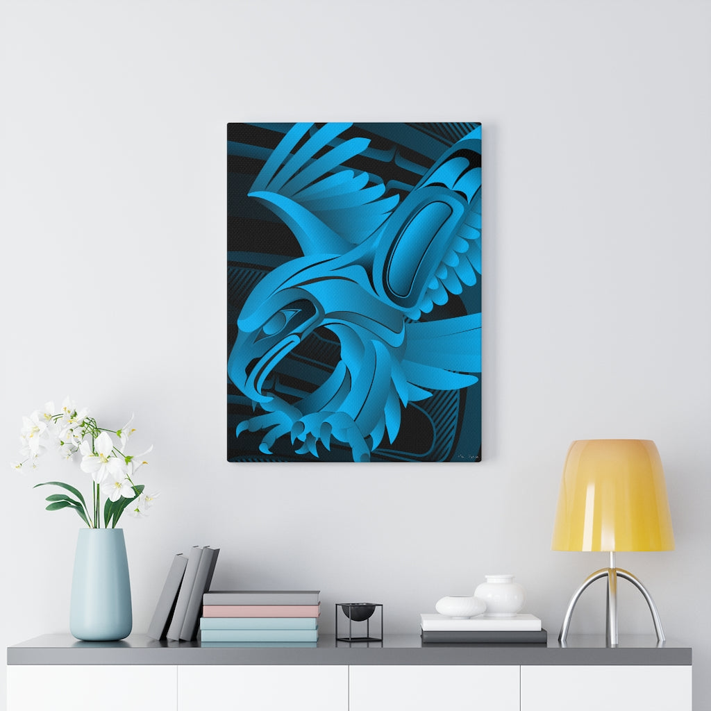 Blue Eagle Landing on Canvas