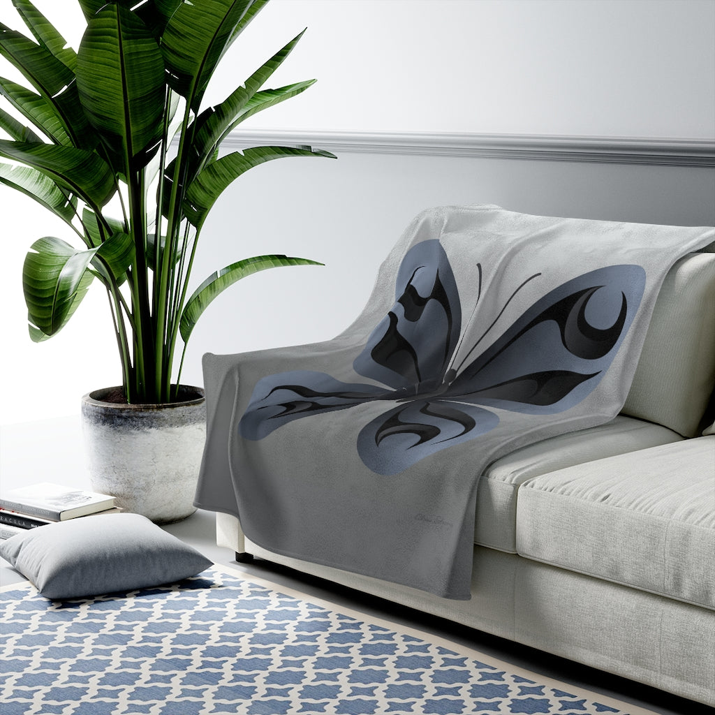 Grey butterfly Velveteen Plush Blanket