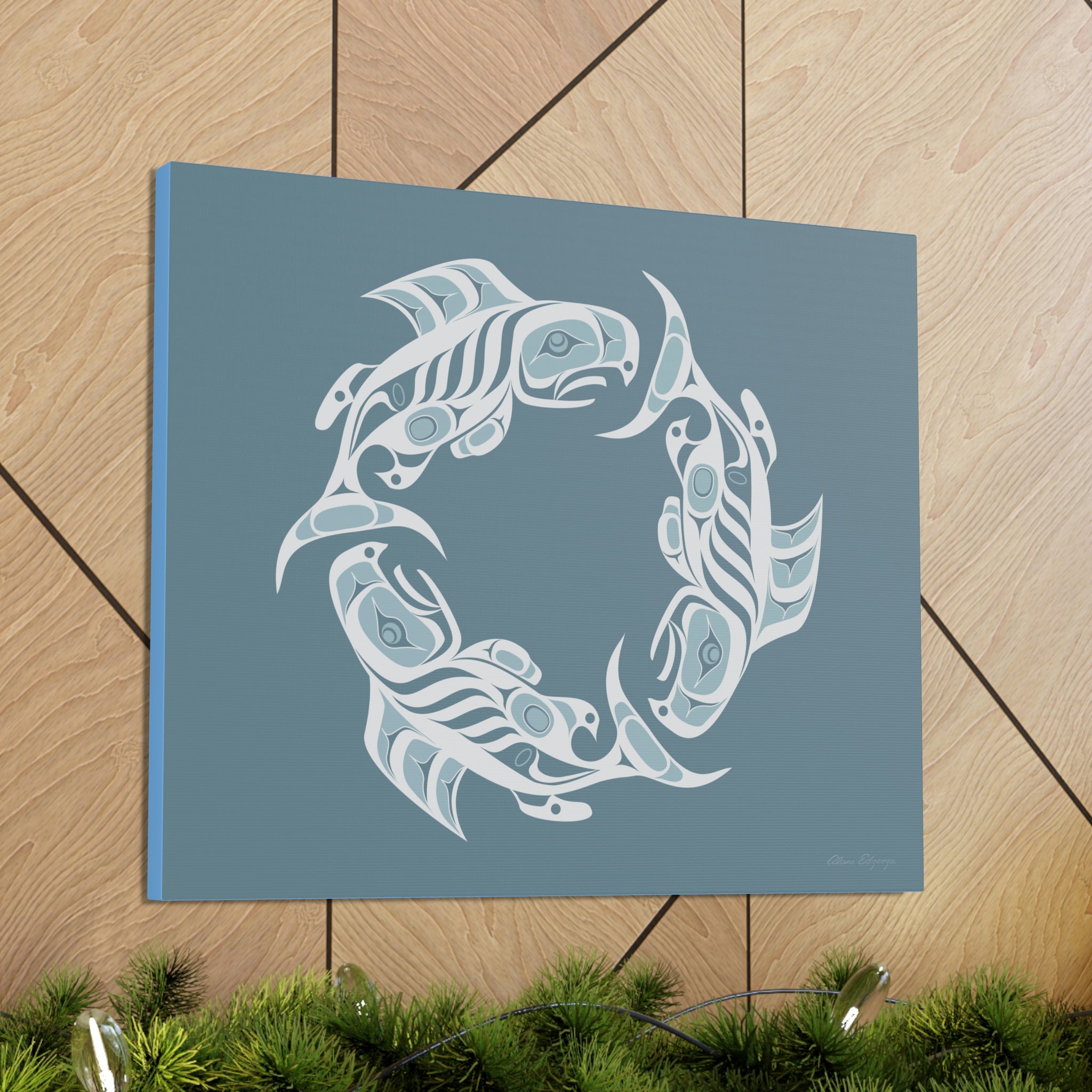 Winter Salmon Cycles on Canvas 2023