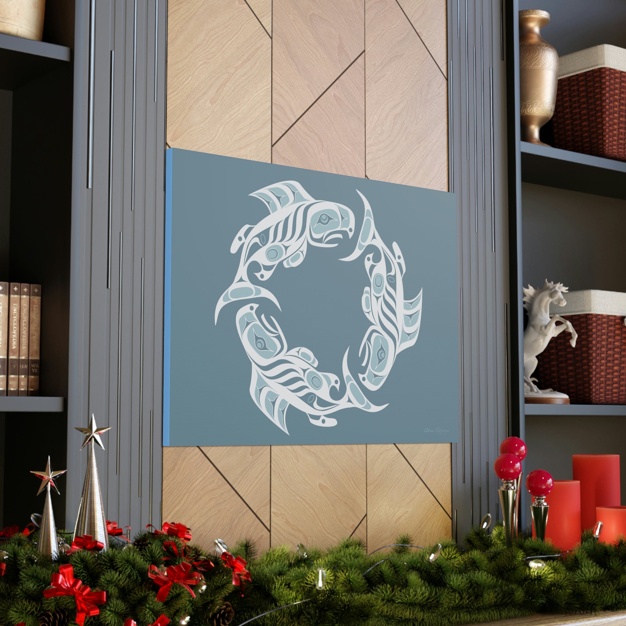 Winter Salmon Cycles on Canvas 2023