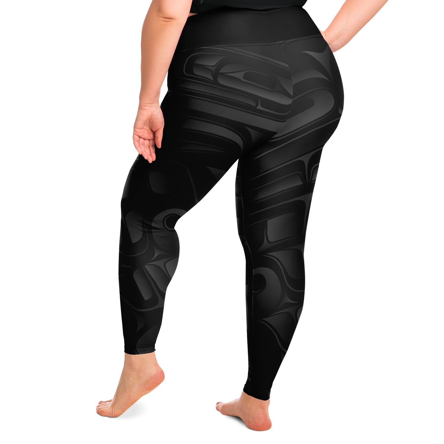 Black Chilkat Design Plus Size Leggings