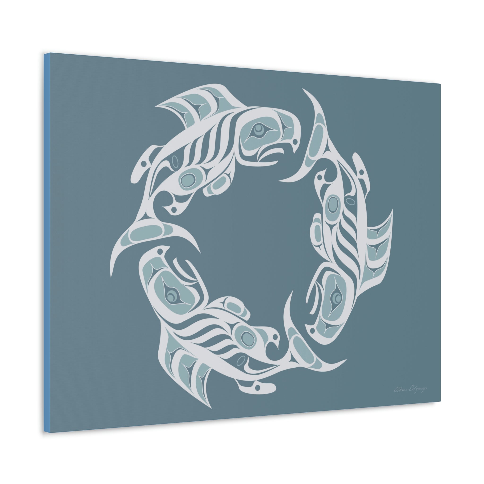 Winter Salmon Cycles on Canvas 2023