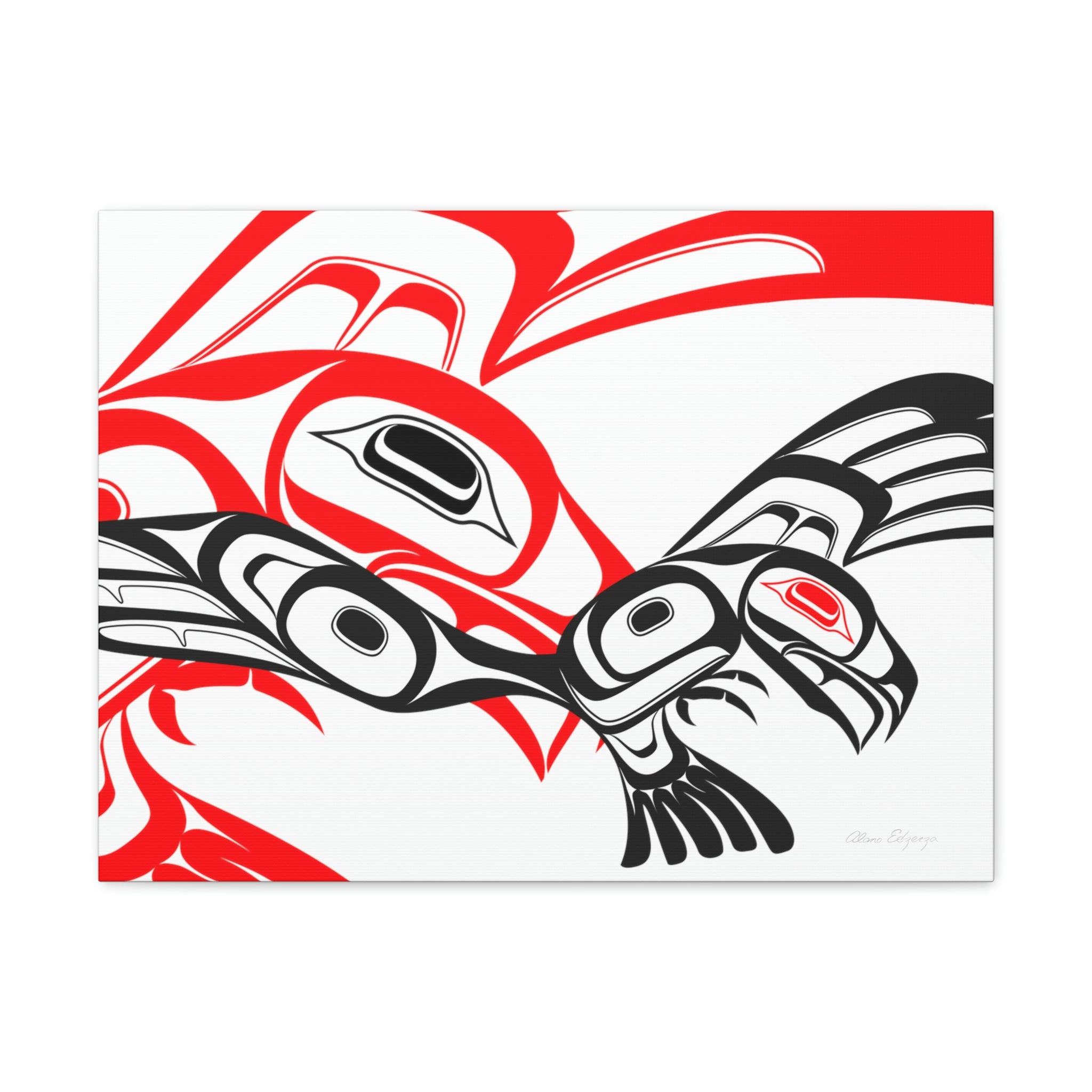 Red and Black Eagle Striking on Canvas 2023