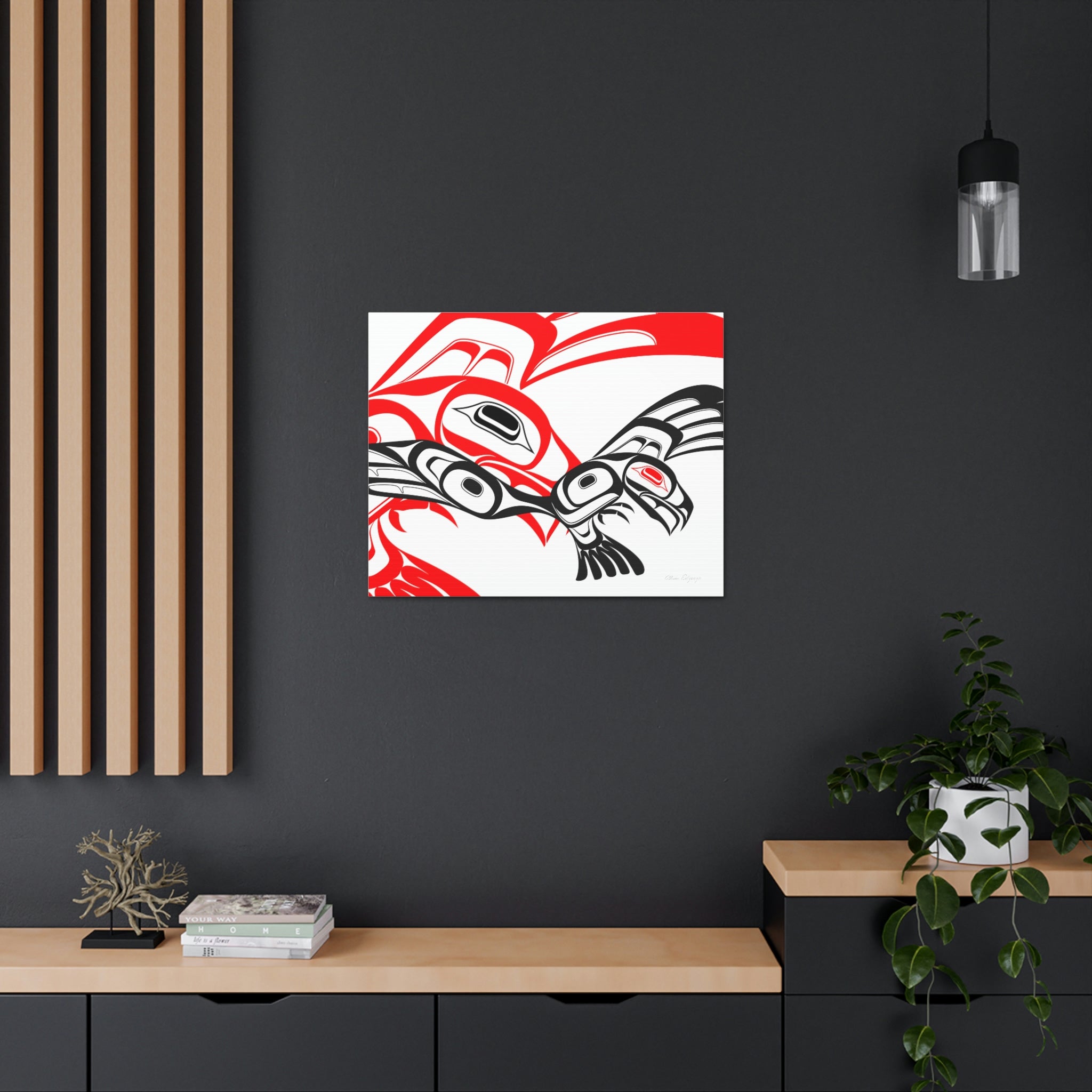 Red and Black Eagle Striking on Canvas 2023