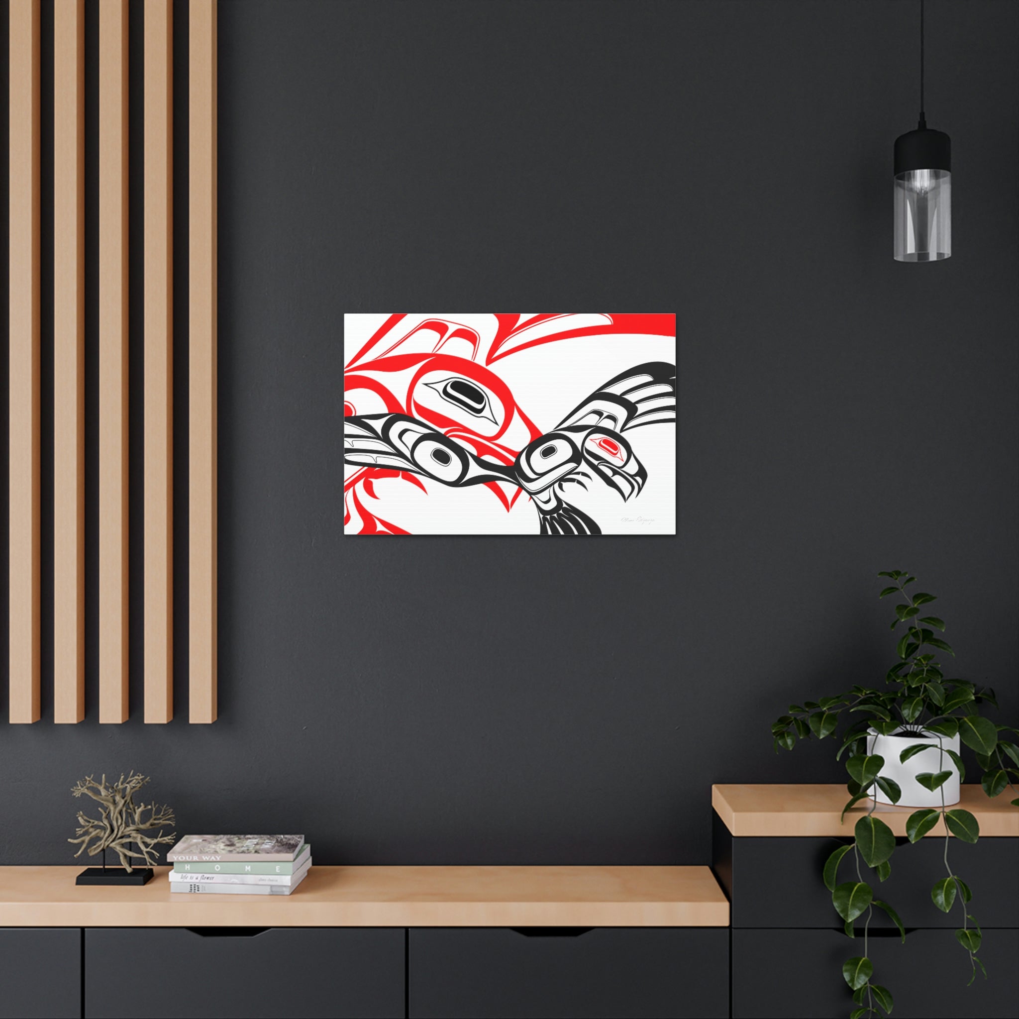 Red and Black Eagle Striking on Canvas 2023