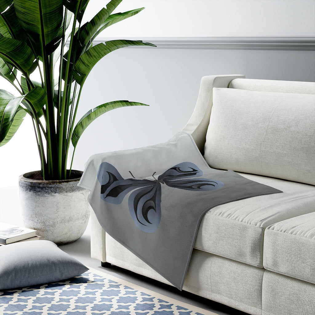 Grey butterfly Velveteen Plush Blanket