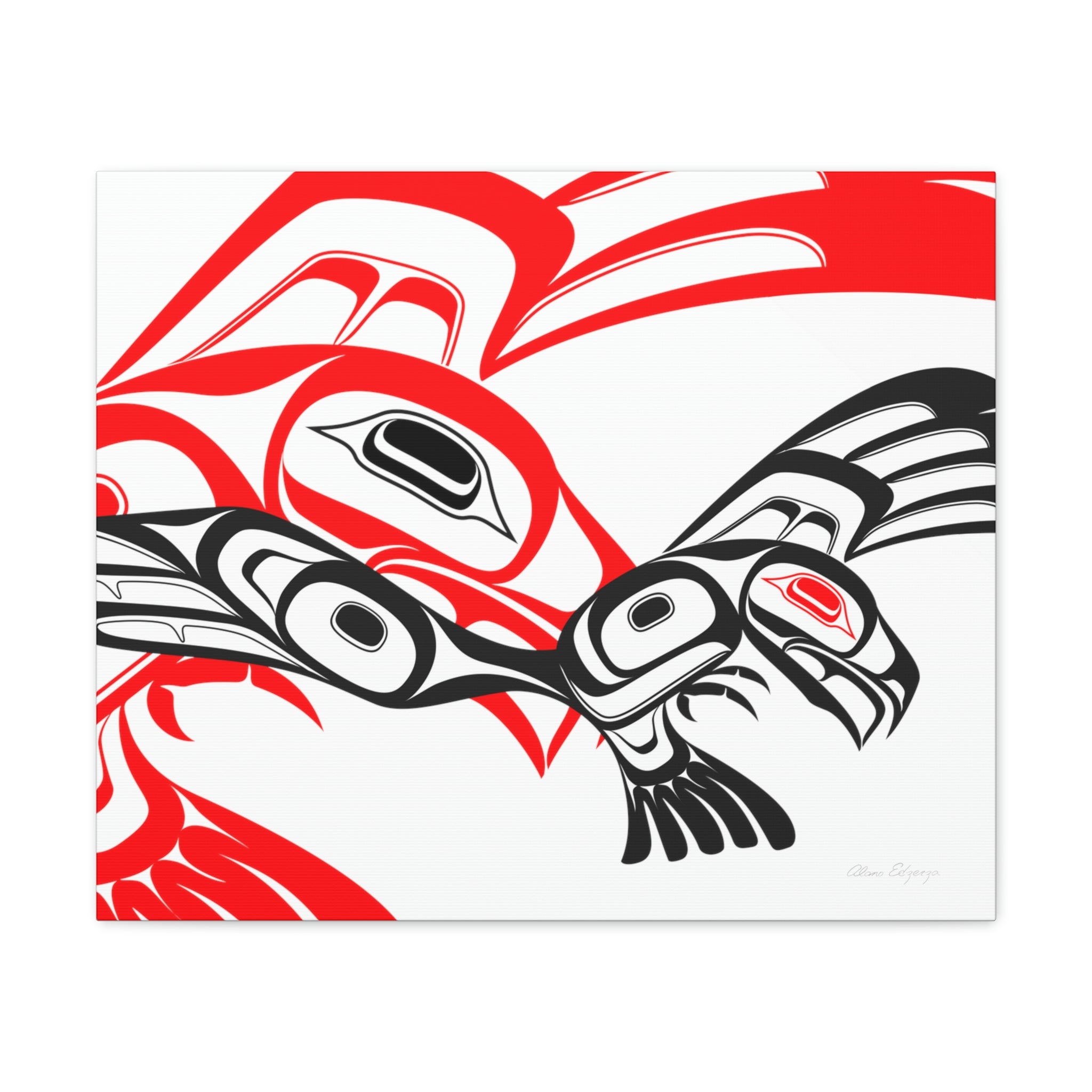 Red and Black Eagle Striking on Canvas 2023