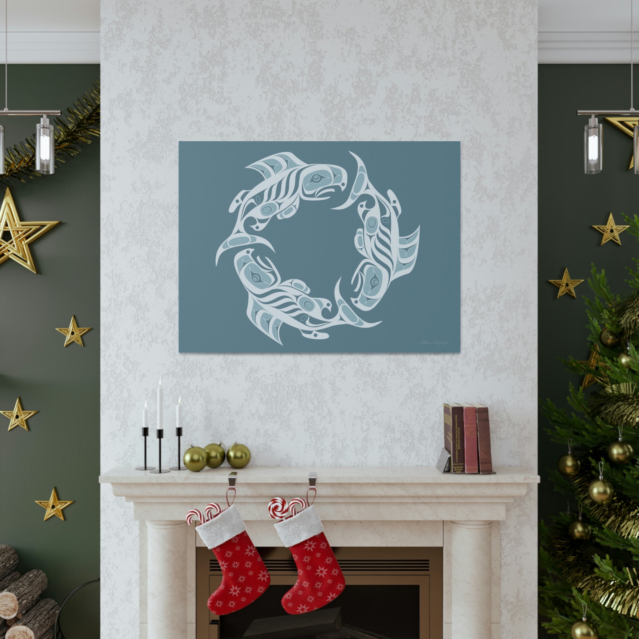 Winter Salmon Cycles on Canvas 2023