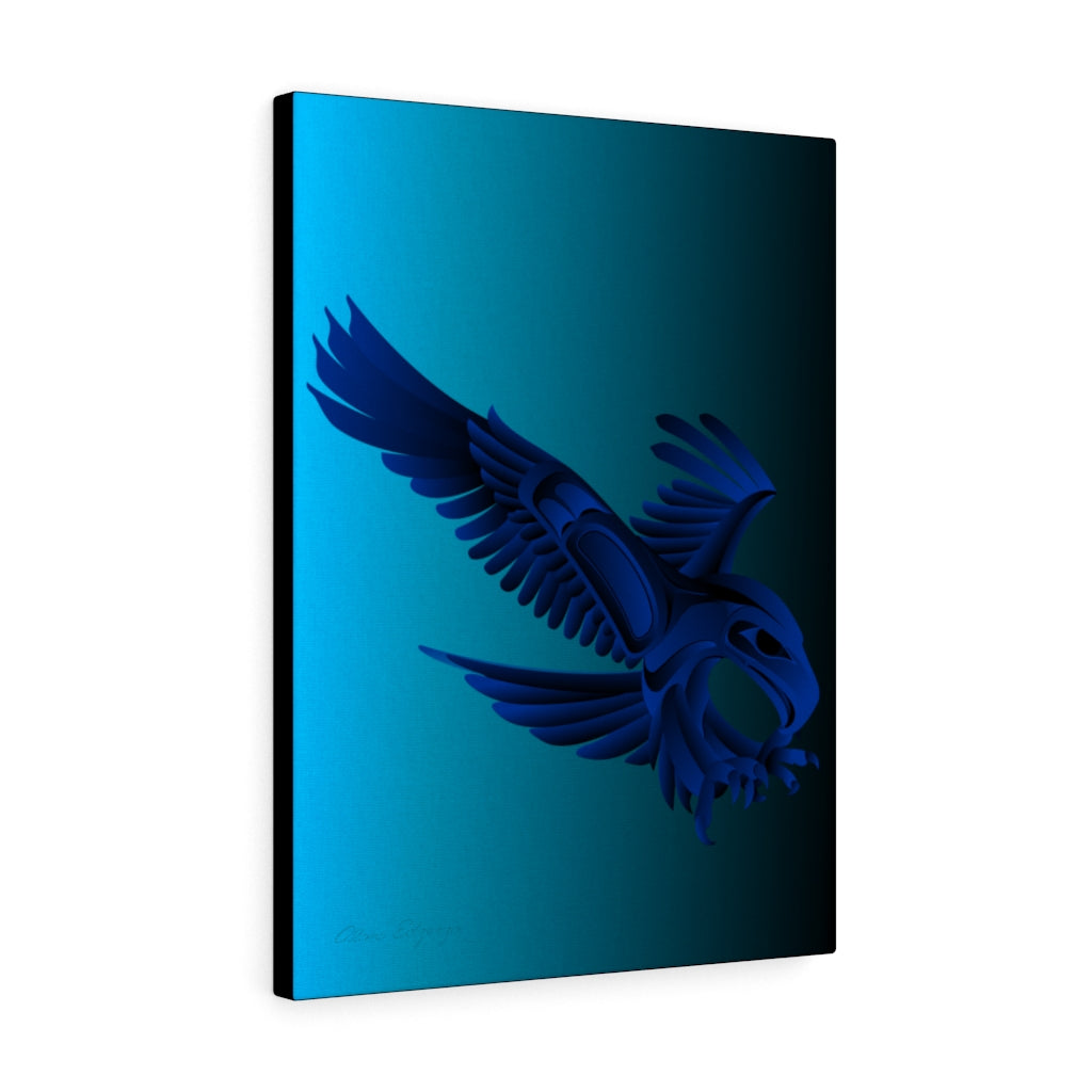 Eagle Hunting on Blue Canvas Gallery Wraps