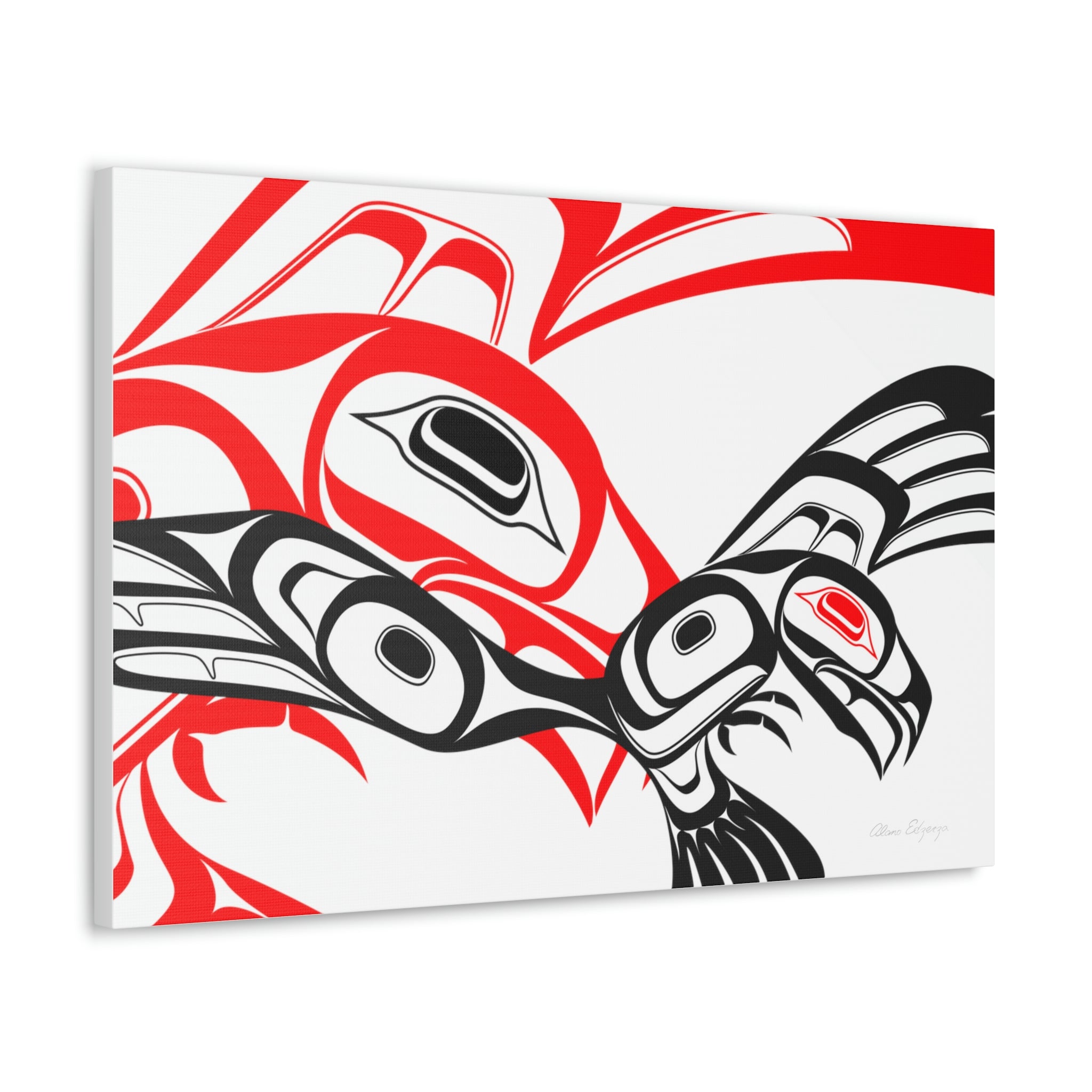Red and Black Eagle Striking on Canvas 2023