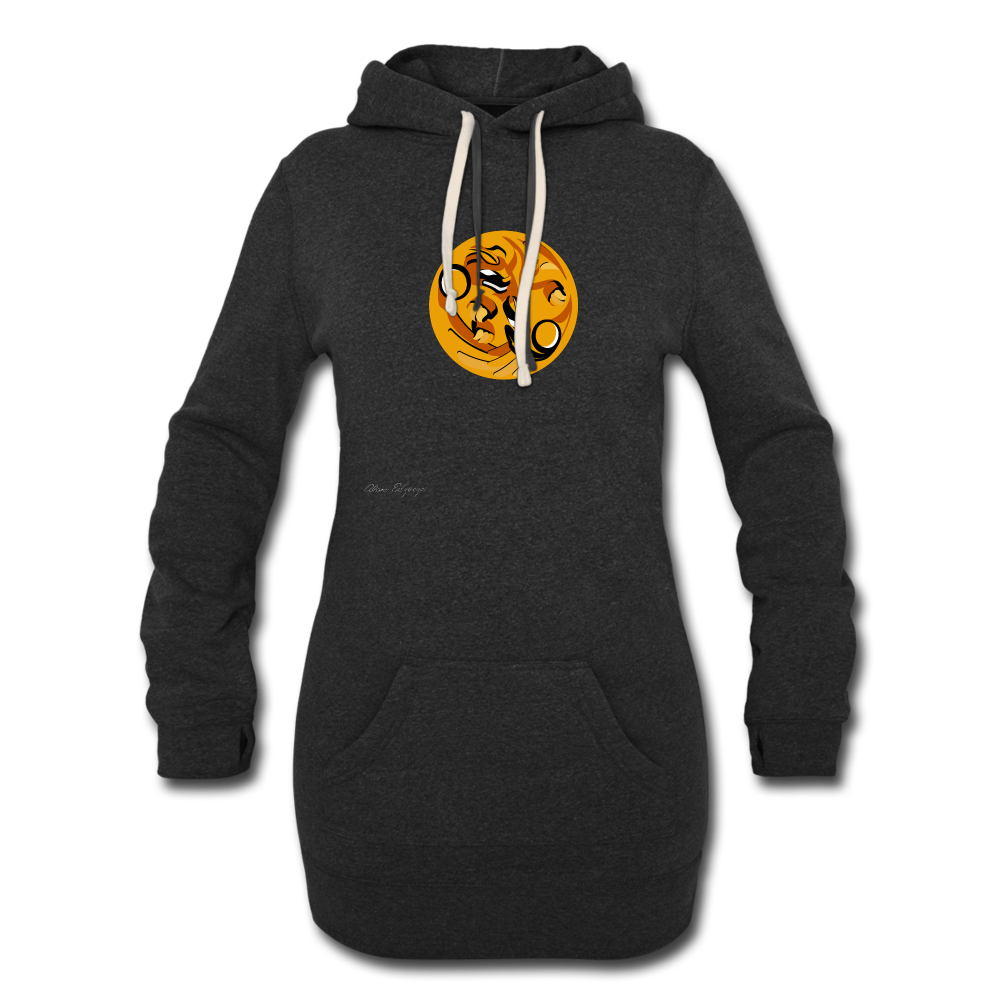 orange frog Women's Hoodie Dress - heather black