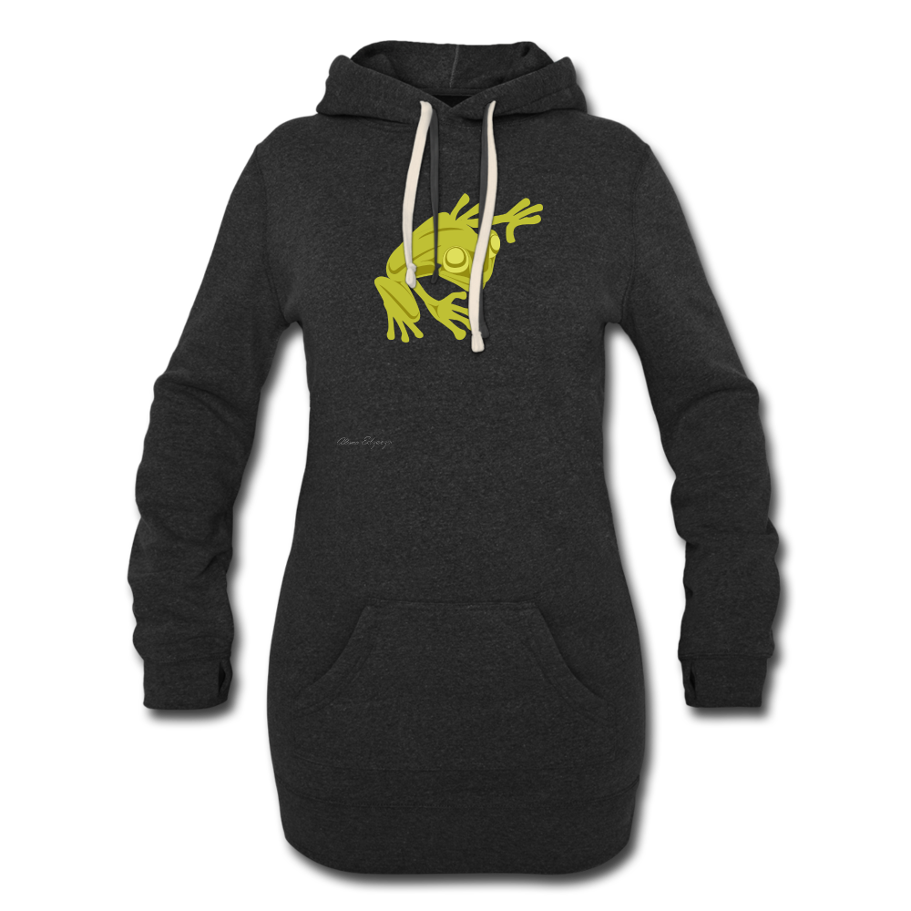 green frog Women's Hoodie Dress - heather black
