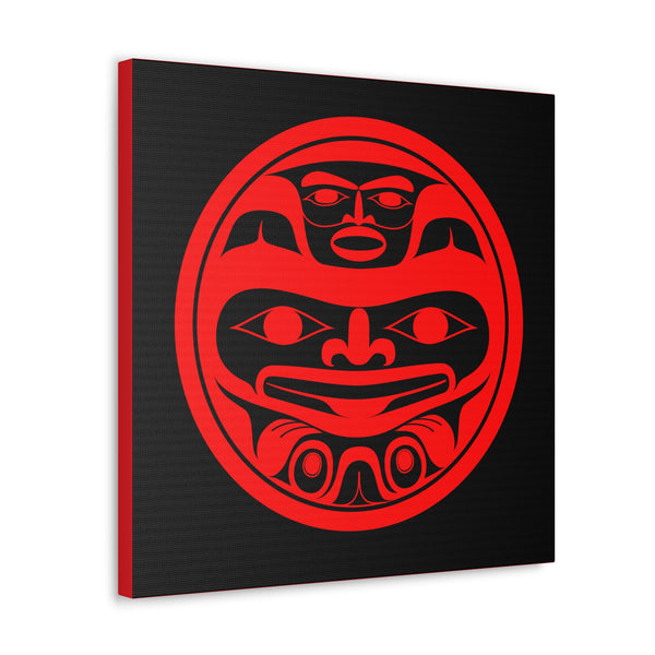 Red on Black Round Bear Canvas Gallery Wraps