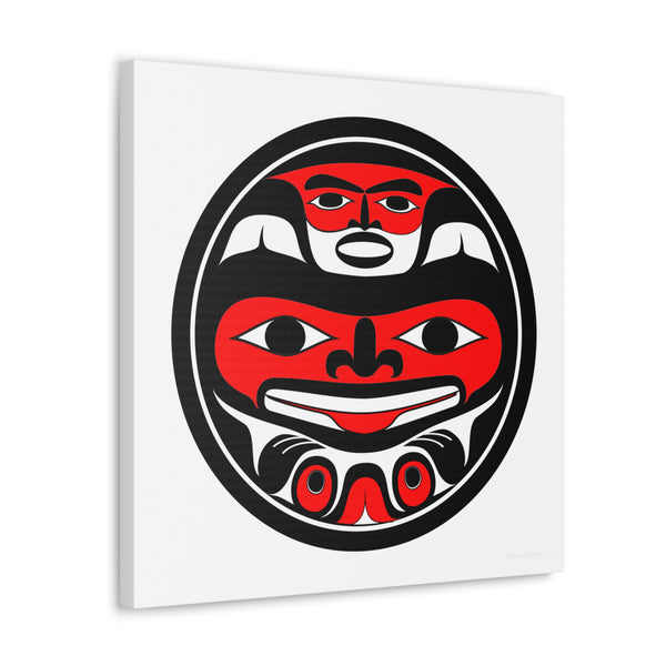 Round Red and Black on White Bear Canvas Gallery Wraps