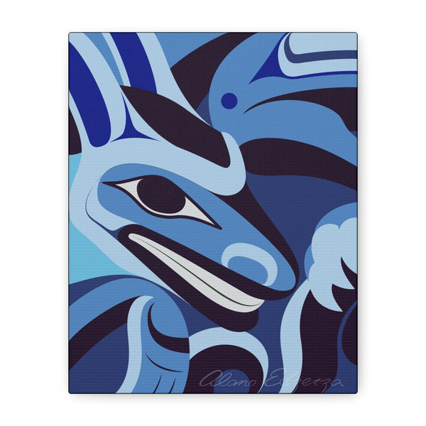Modern Abstract Canvas Art - Turquoise Whale Design for Ocean Lovers