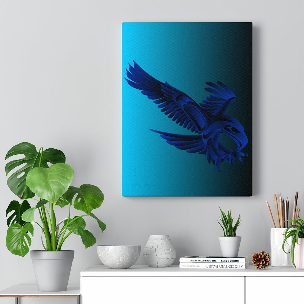 Eagle Hunting on Blue Canvas Gallery Wraps