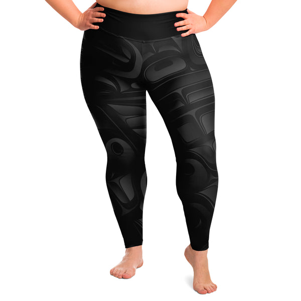 Black Chilkat Design Plus Size Leggings